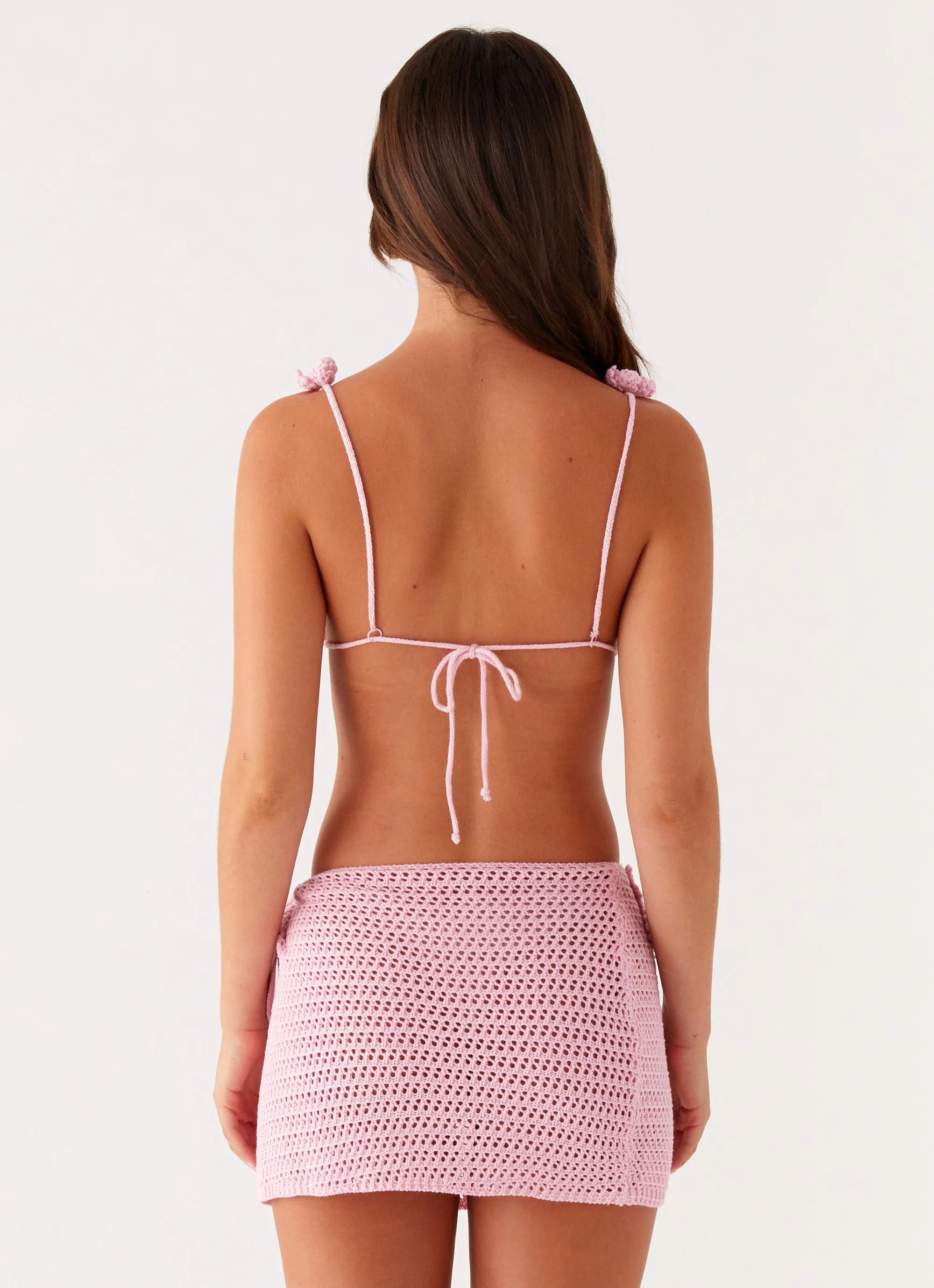 Secure Closure Palazzo Crochet Wrap Skirt - Pink