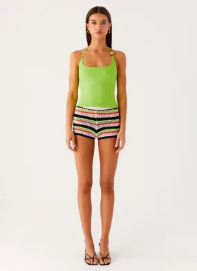 Contrast Stitch Detail Palm Beach Top - Citrus