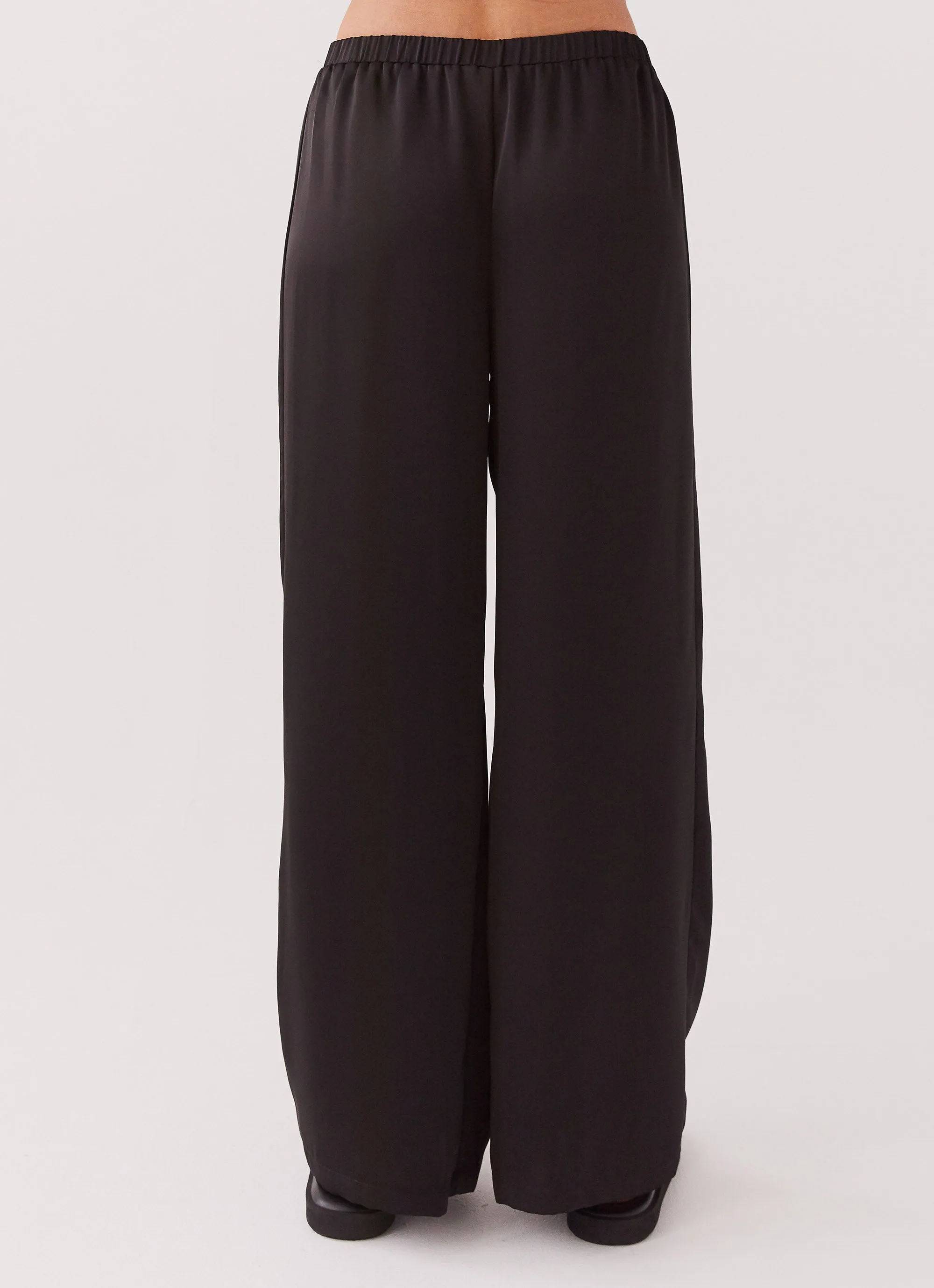 Palm Cove Satin Pants - Black Anti Pilling