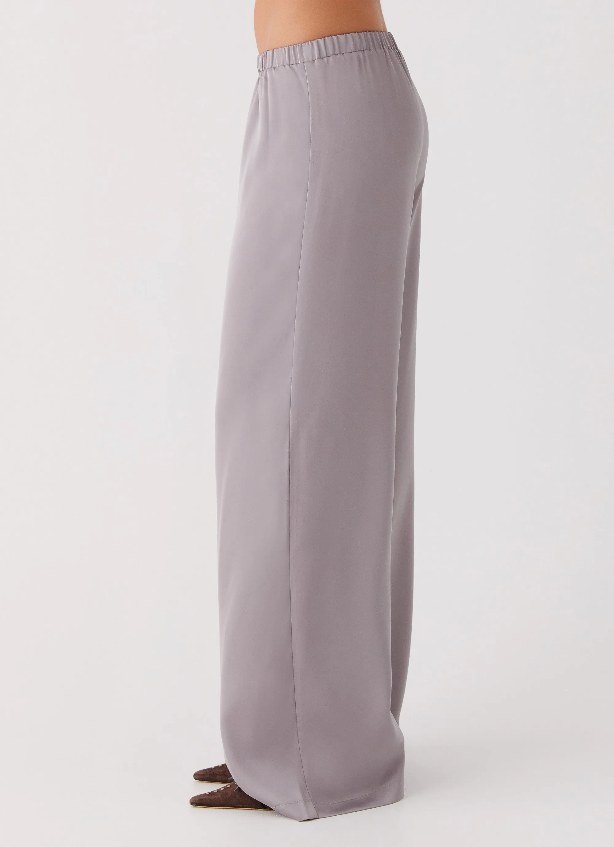 Palm Cove Satin Pants - Grey Sporty Touch BreathableFabric