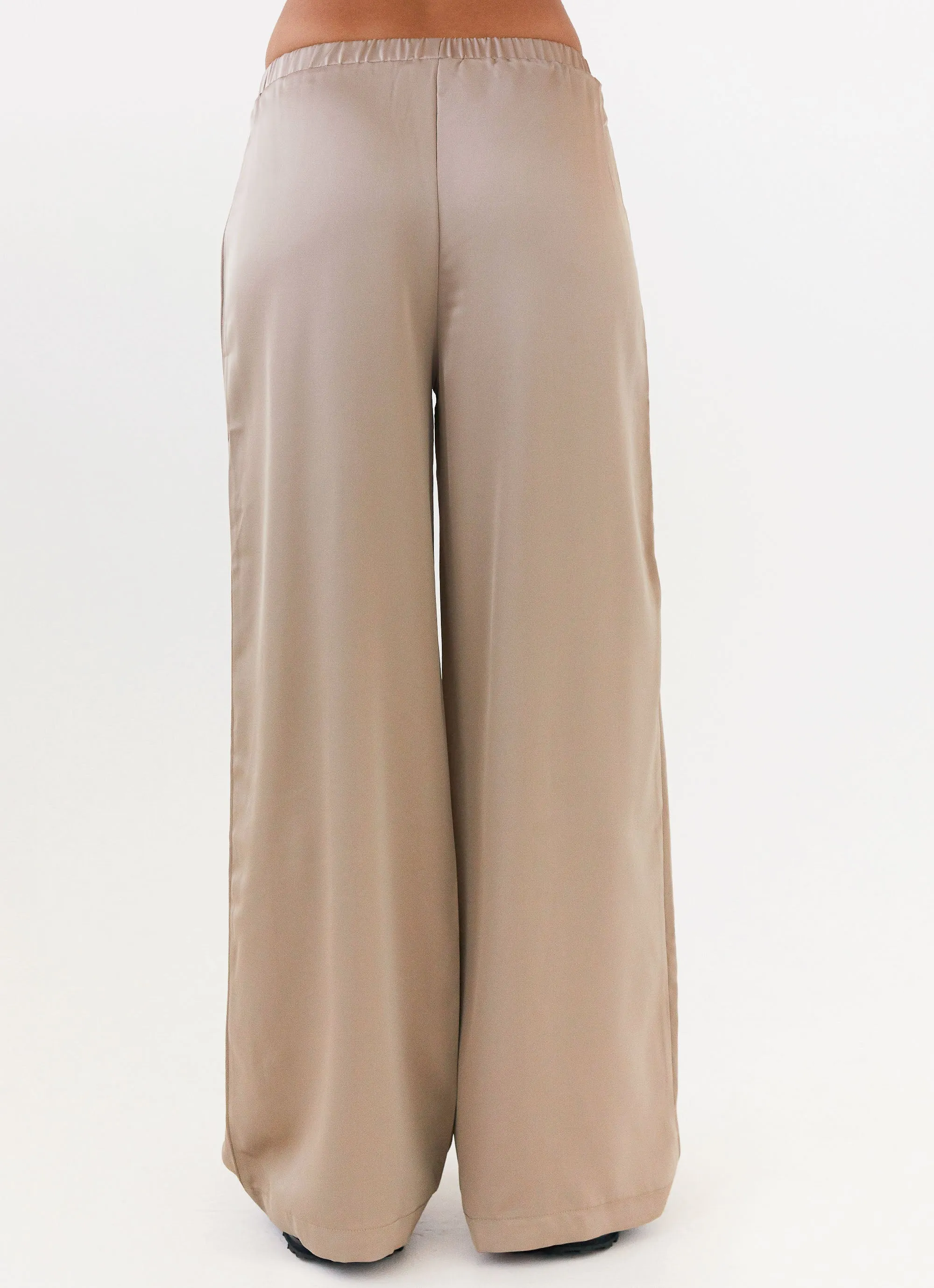 Palm Cove Satin Pants - Mushroom Reflective Trim