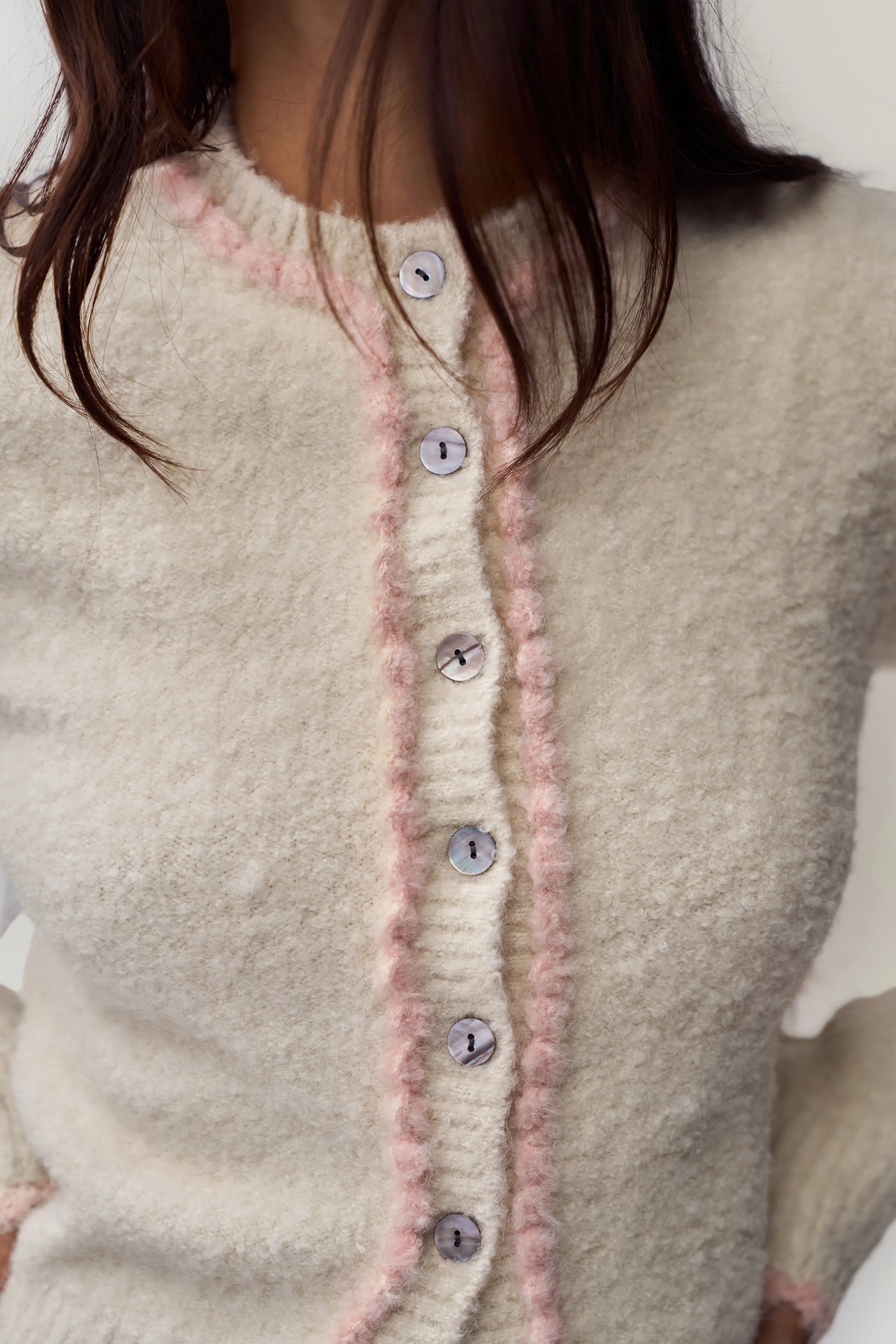 Palmyra Knit Cardigan elastic waistband Flexible Rib Trimming