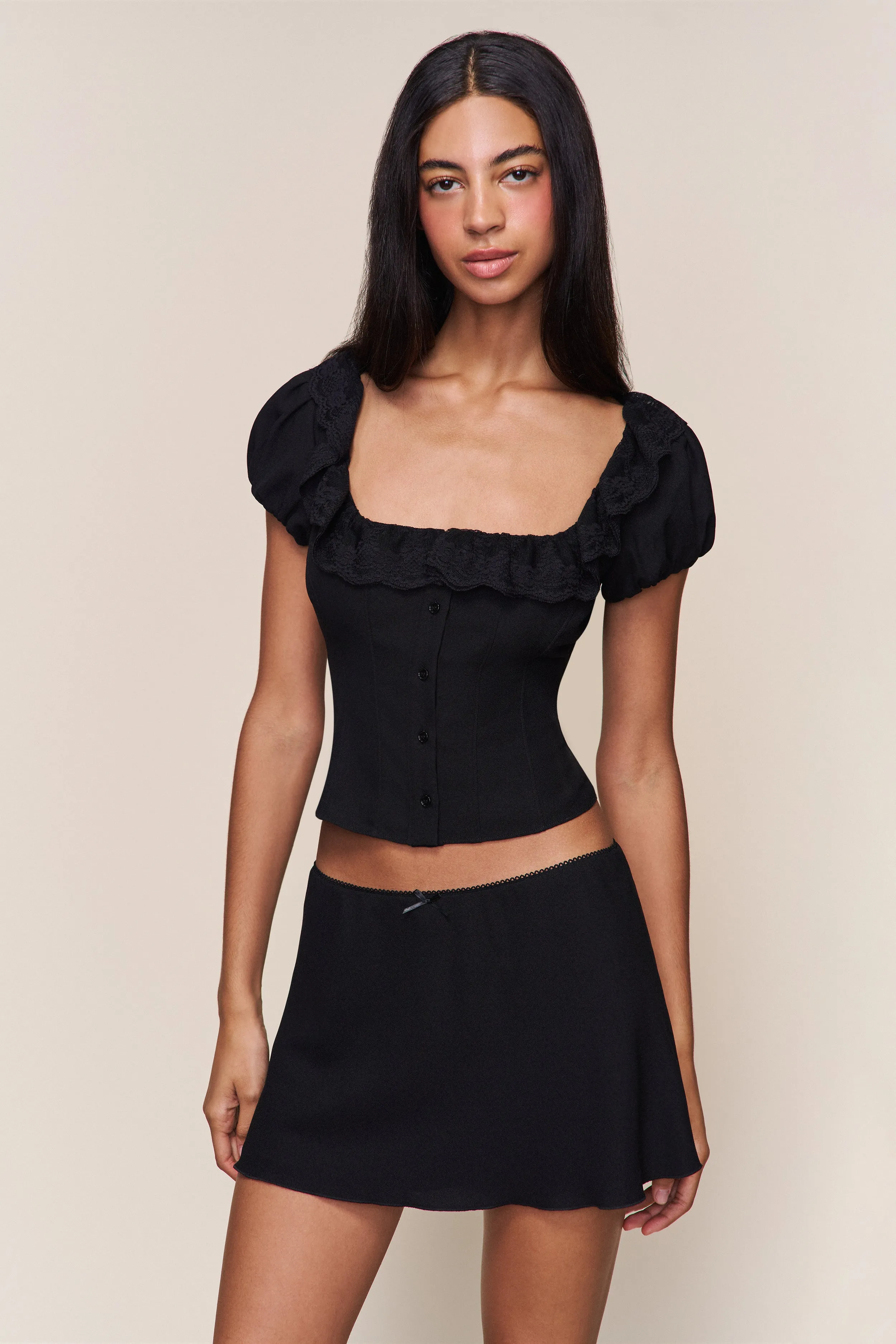 ContrastStitching Paloma Short Sleeve Top