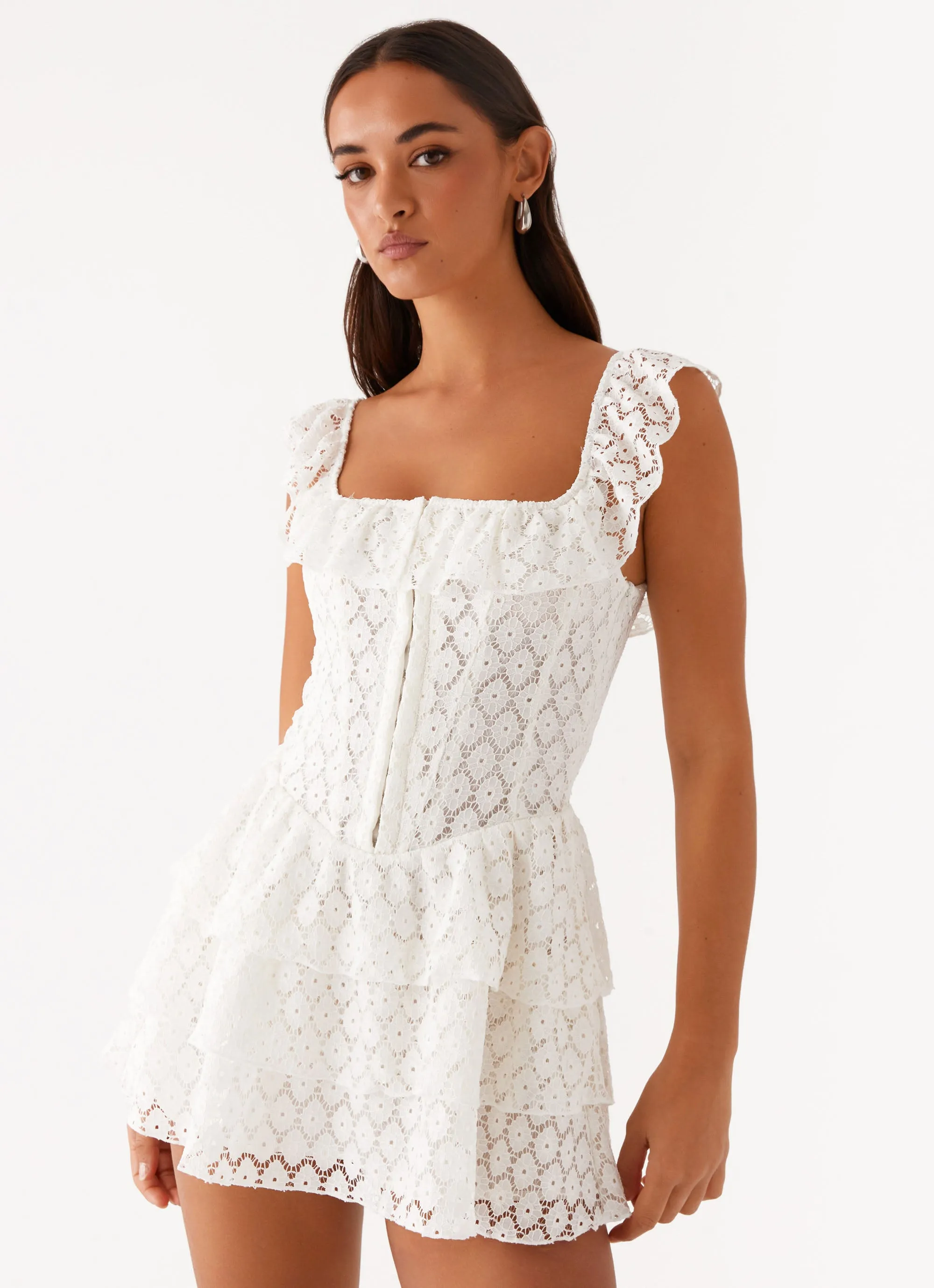 Opaque Lining Paradise Dreams Corset Mini Dress - White