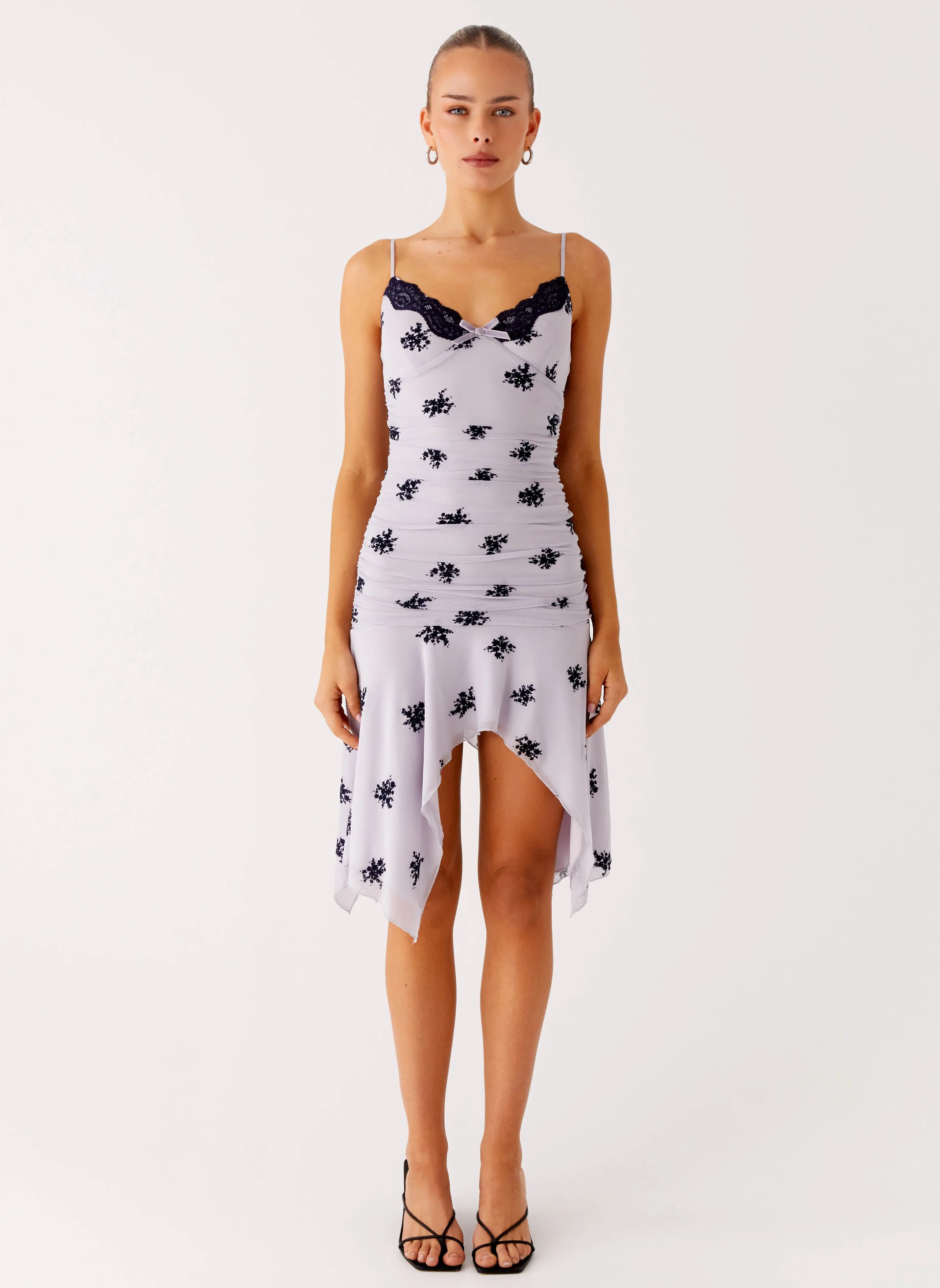 Versatile Fit Amor Flock Hanky Mini Dress - Lilac