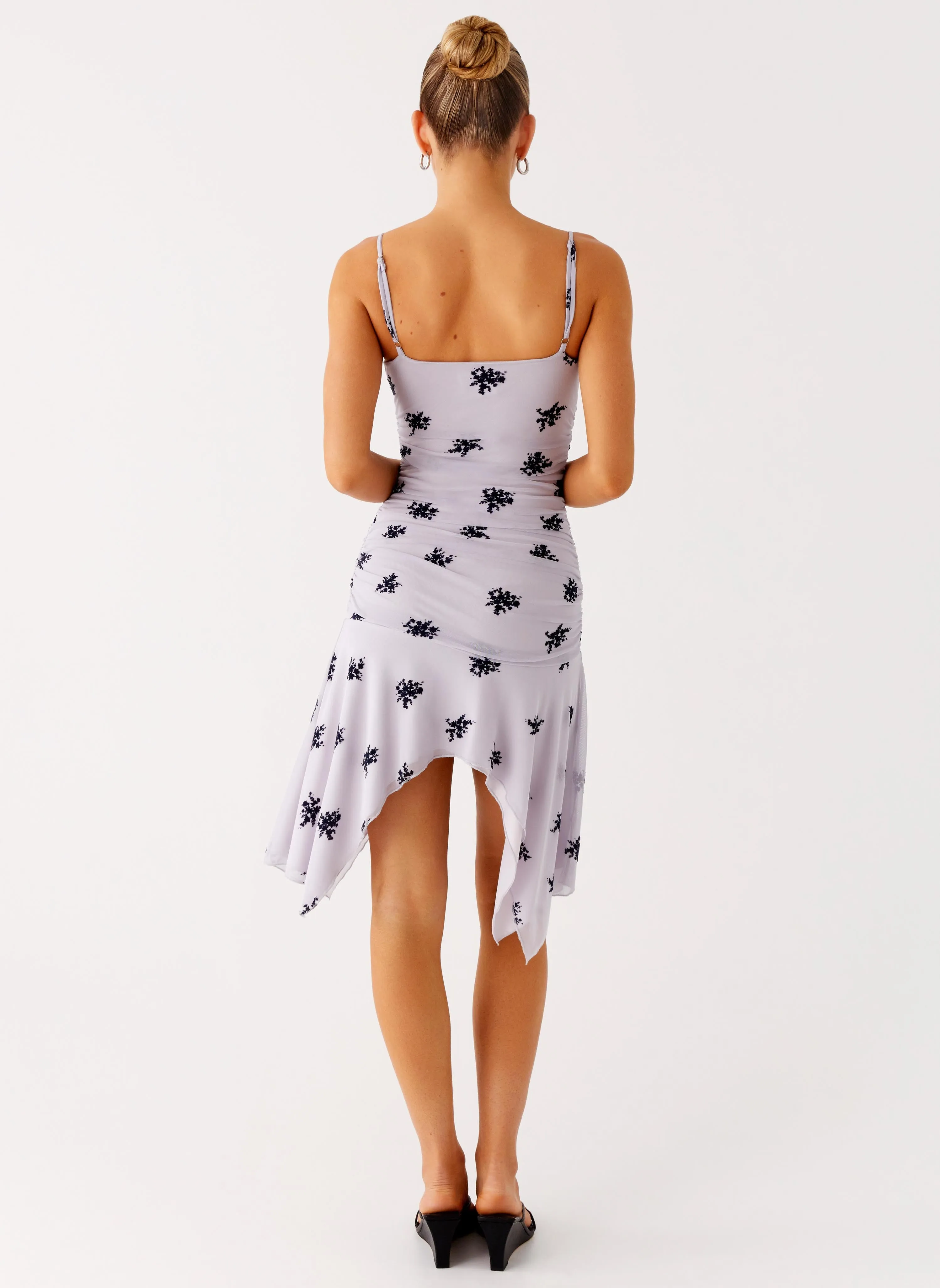 Amor Flock Hanky Mini Dress - Lilac Slip Resistant Waist Breathable Lining