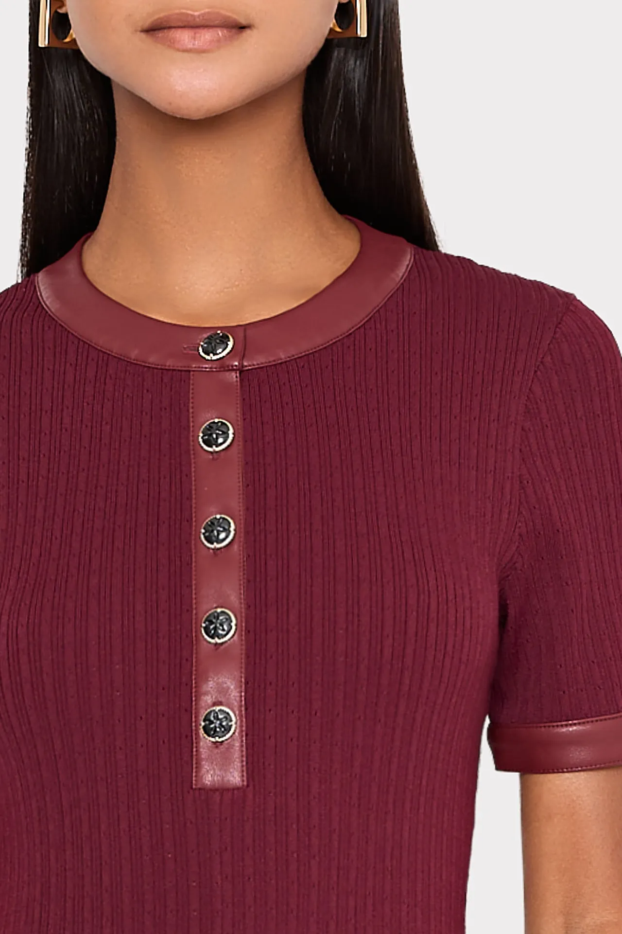 Pleat Breeze Handmade Leather Detail Knit Midi Dress