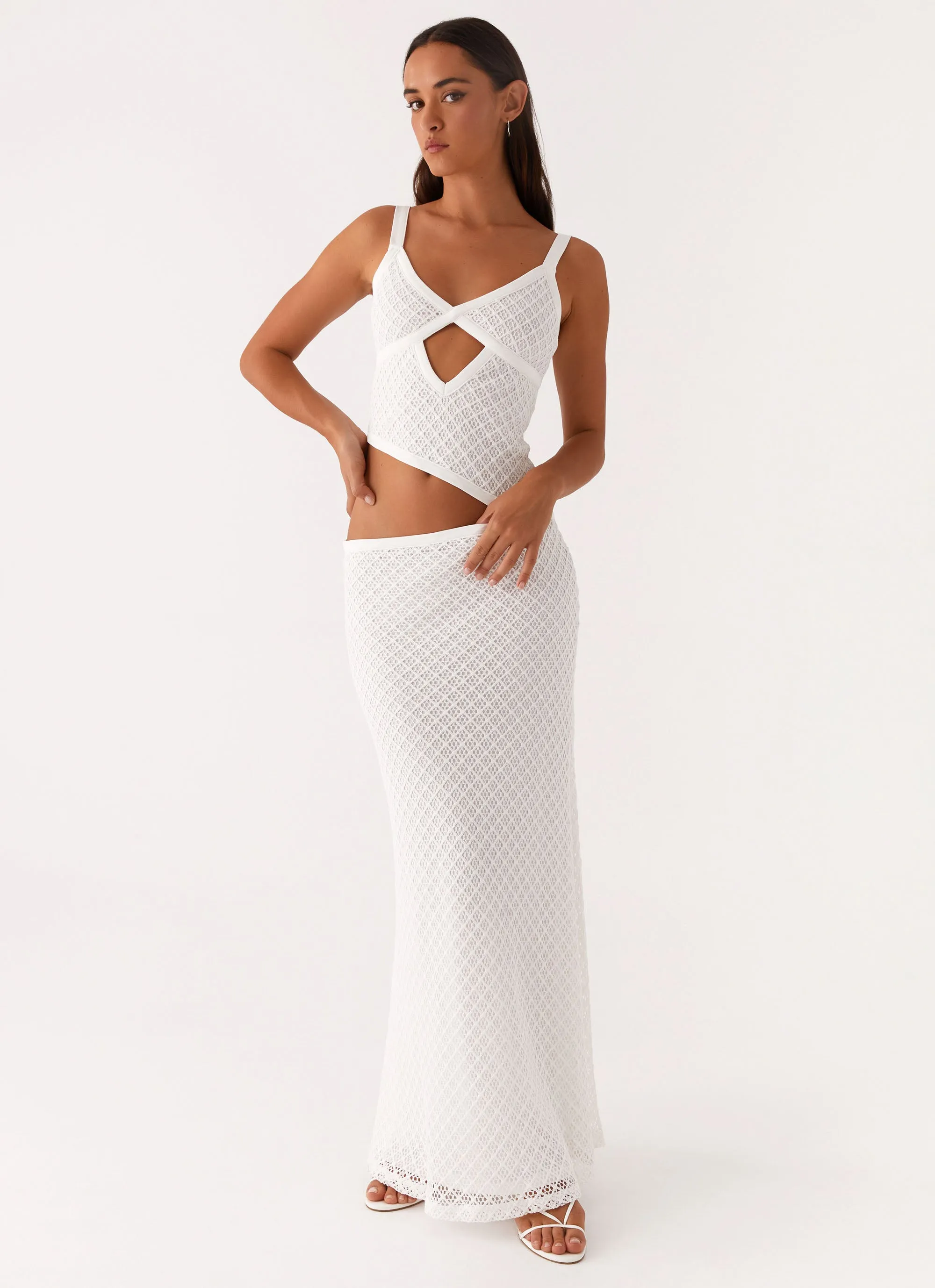 Lounge Cut Vibrant Form Jocelyn Maxi Dress - White Crochet