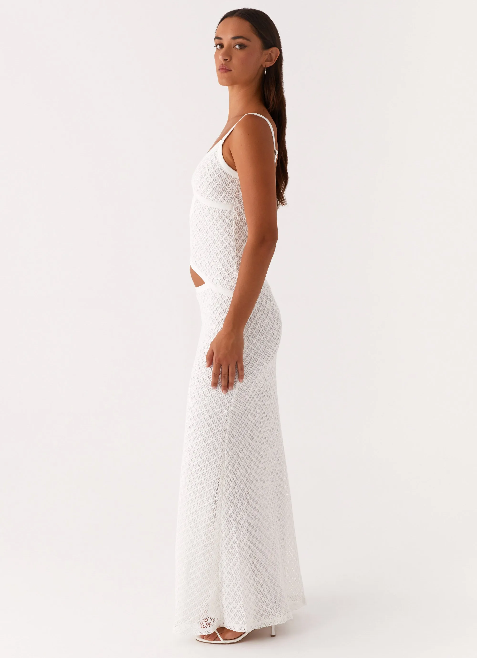 Whimsical Mood Winter Proof Jocelyn Maxi Dress - White Crochet