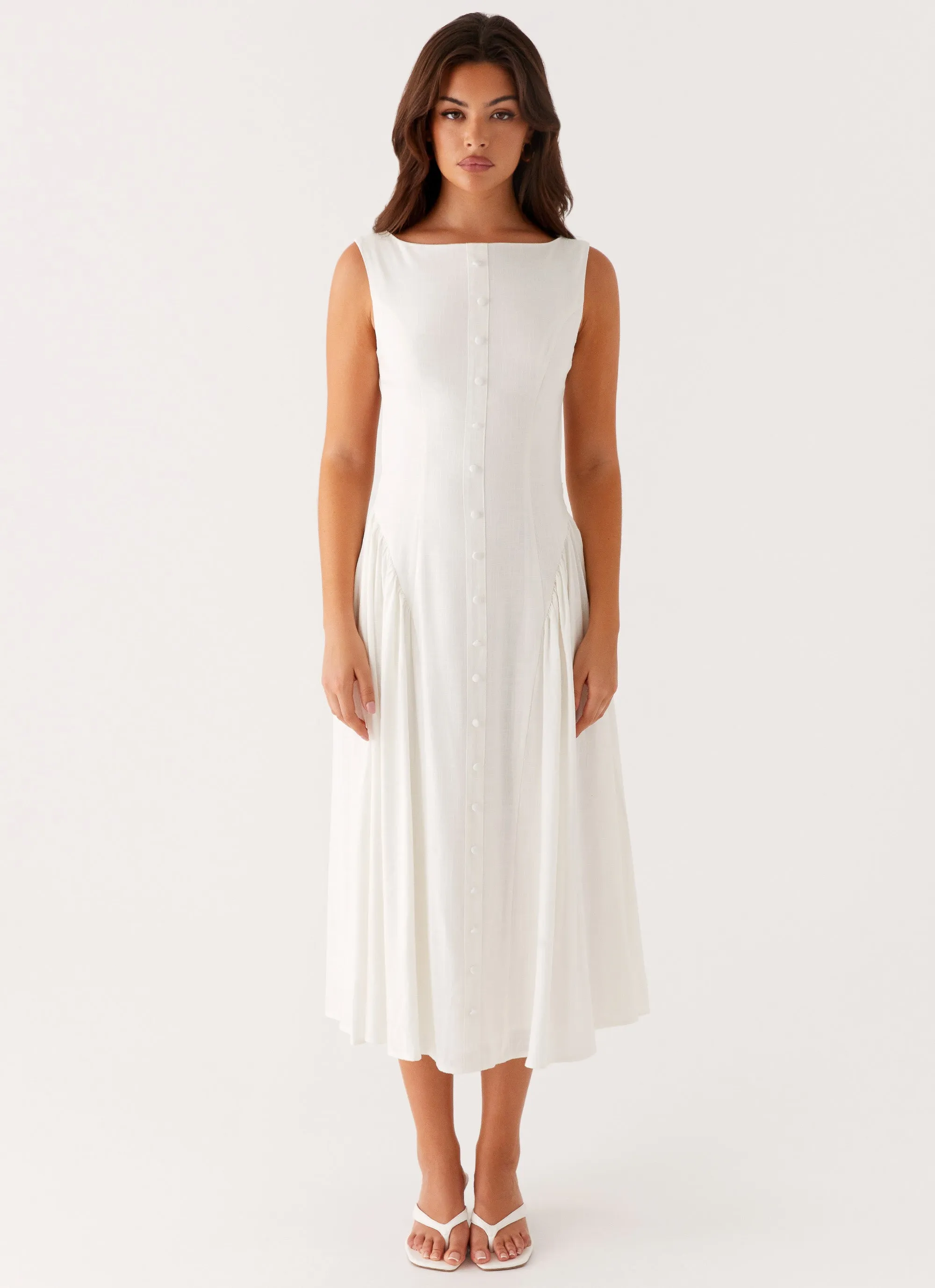 Soft Volume All Season Maylah Midi Dress - White