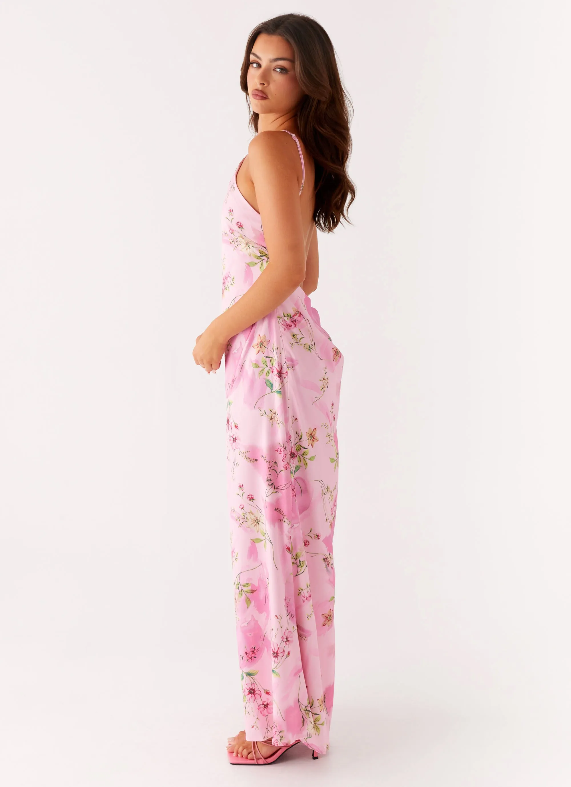 Pascal Maxi Dress - Pink Floral Print Soft Harmony