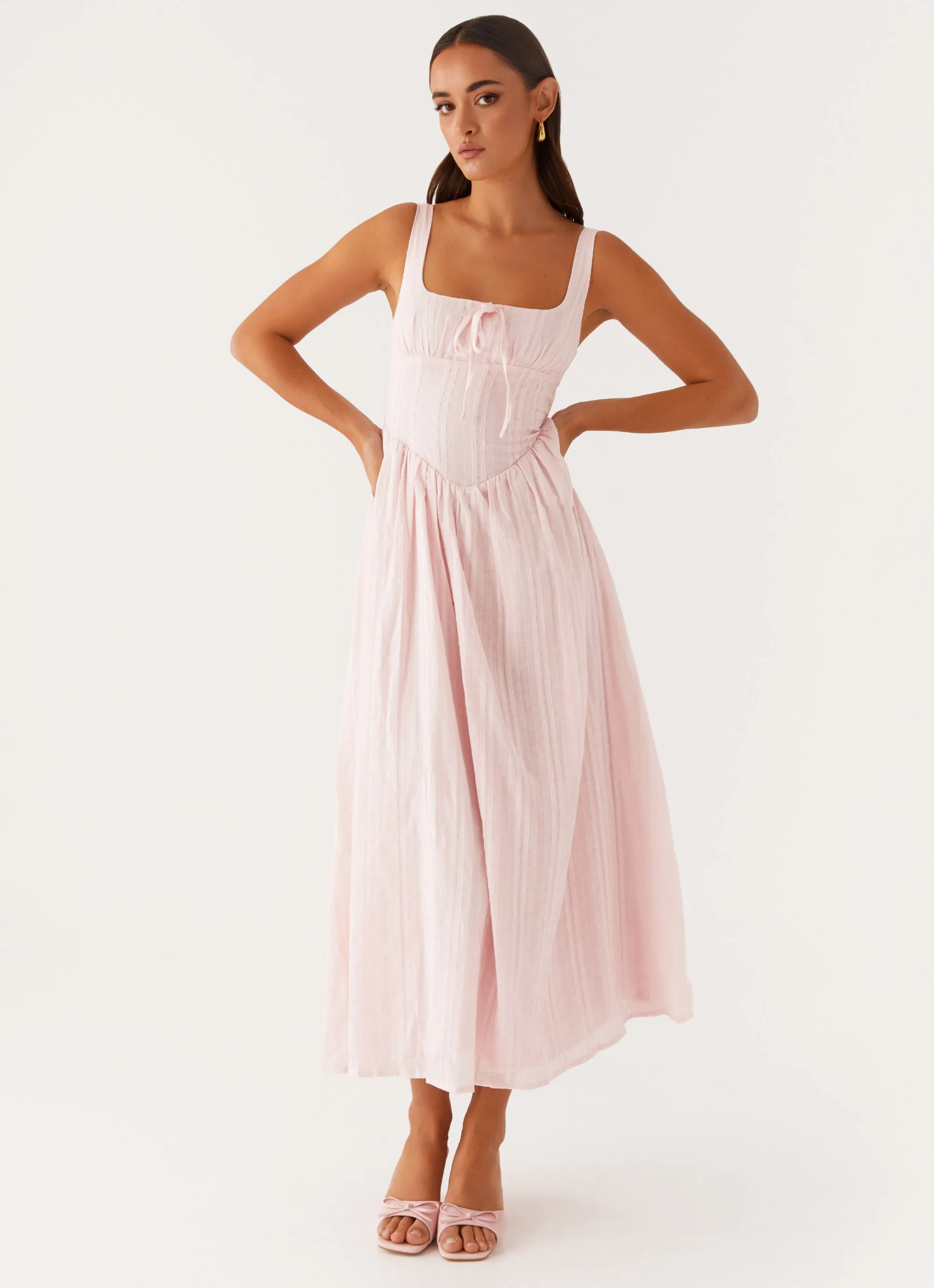 Bright Feel All-Day Comfort Wear Pascuelle Midi Dress - Pink