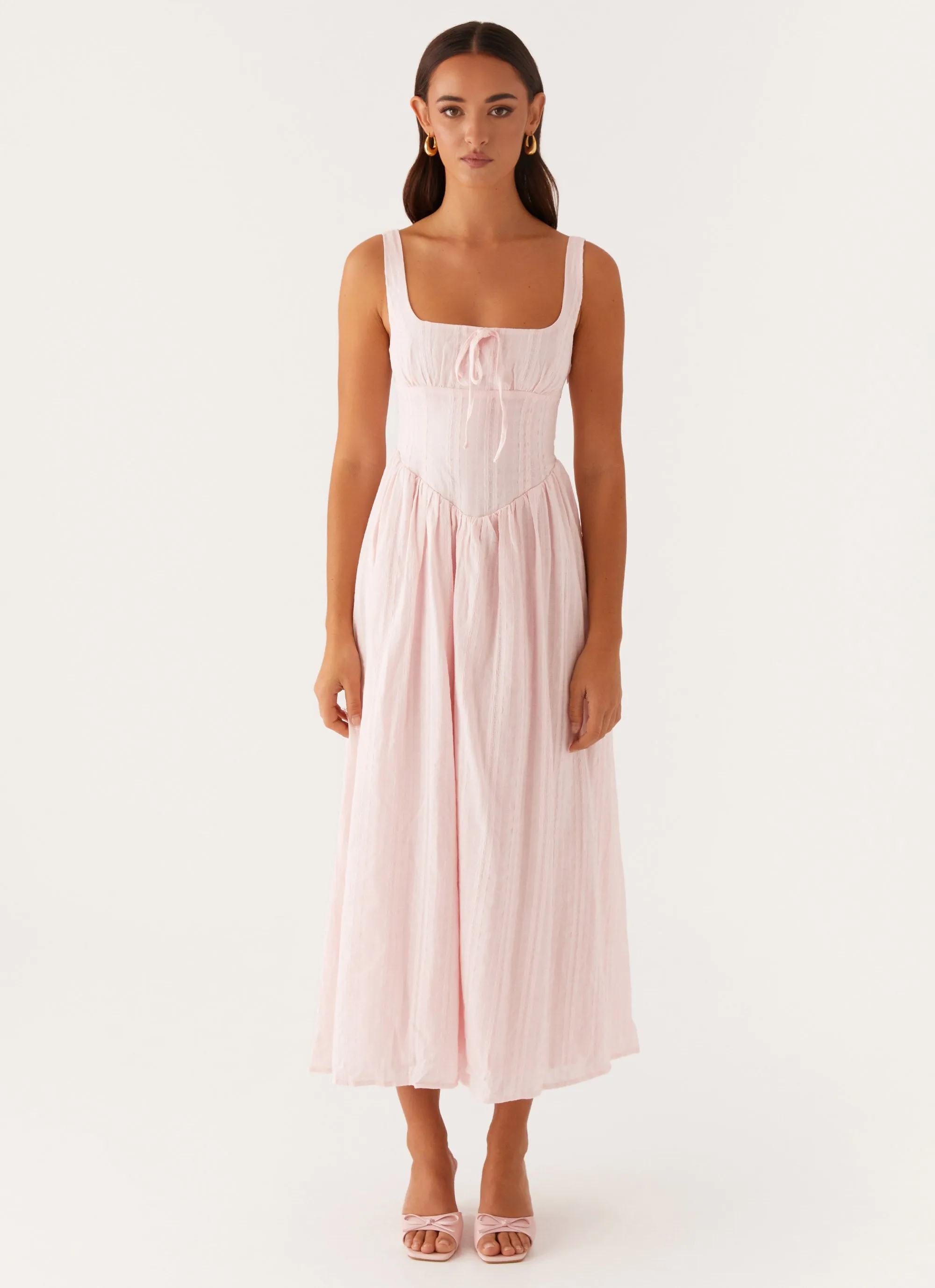 Chic Direction Soft Neutral Pascuelle Midi Dress - Pink