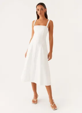 Enola Midi Dress - White Easy Draping
