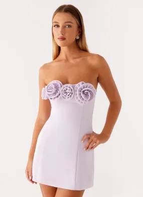 Semi Sheer Trendy Fit Patsie Strapless Mini Dress - Lilac