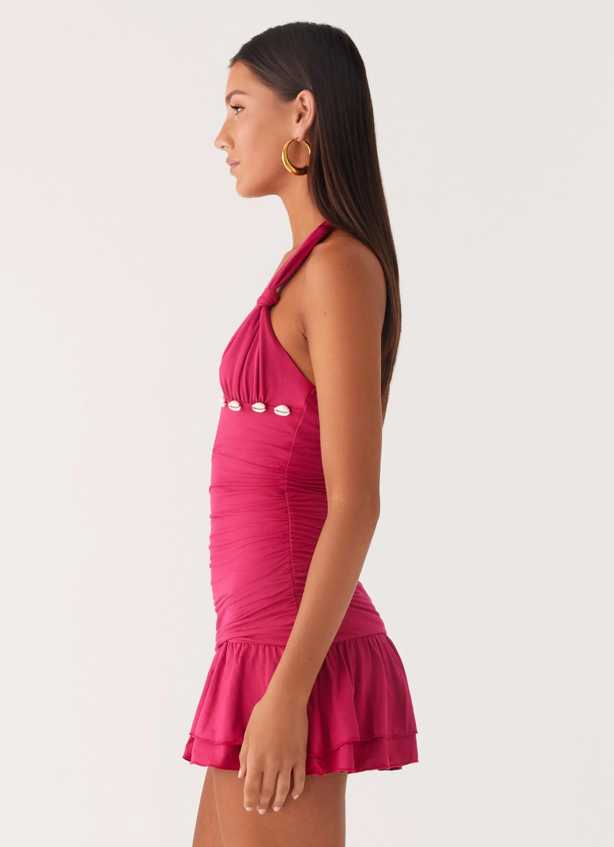 Classic Layering Payback Shell Trim Mini Dress - Fuchsia