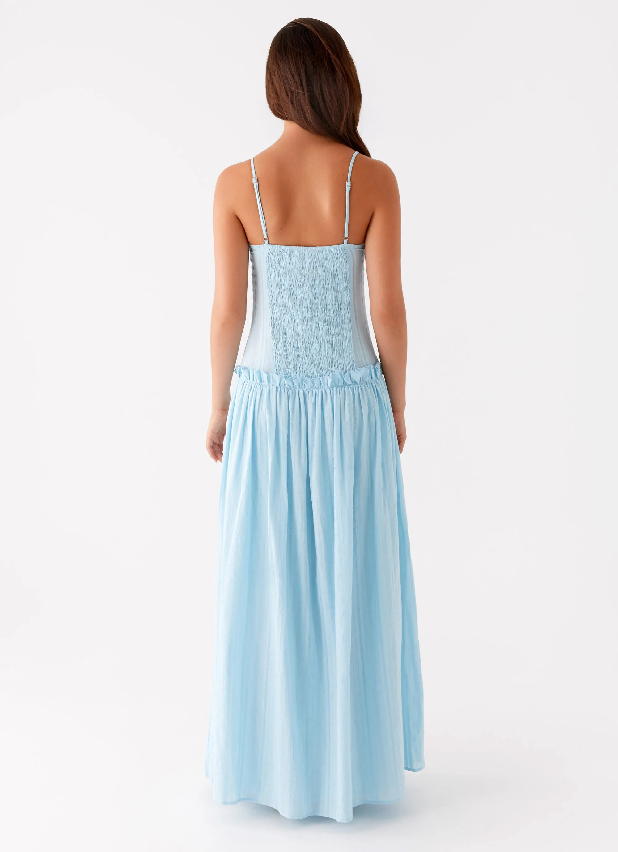 Jacinda Drop Waist Maxi Dress - Blue Seasonal piece Comfy and Cozy
