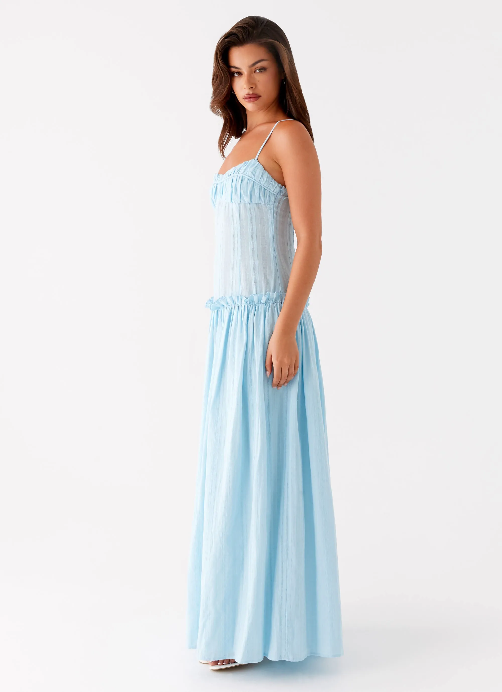 Elegant Motion Jacinda Drop Waist Maxi Dress - Blue