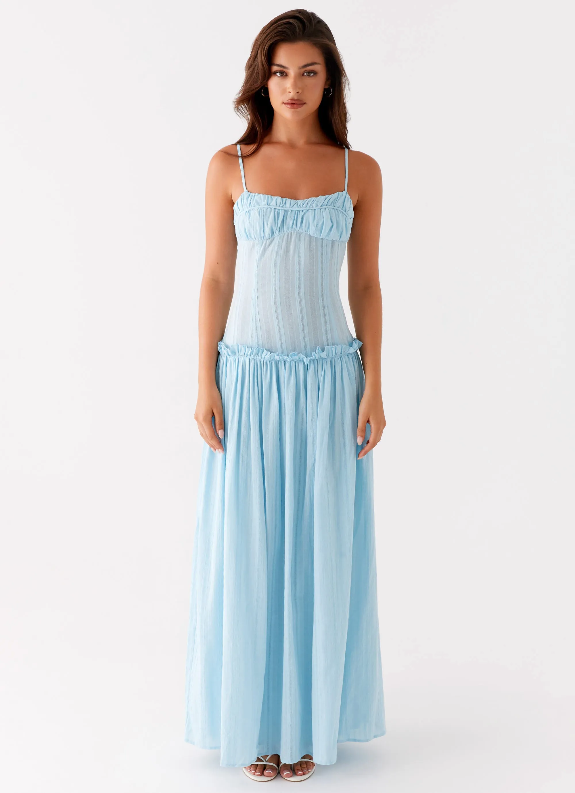 Jacinda Drop Waist Maxi Dress - Blue Formal dinner wear