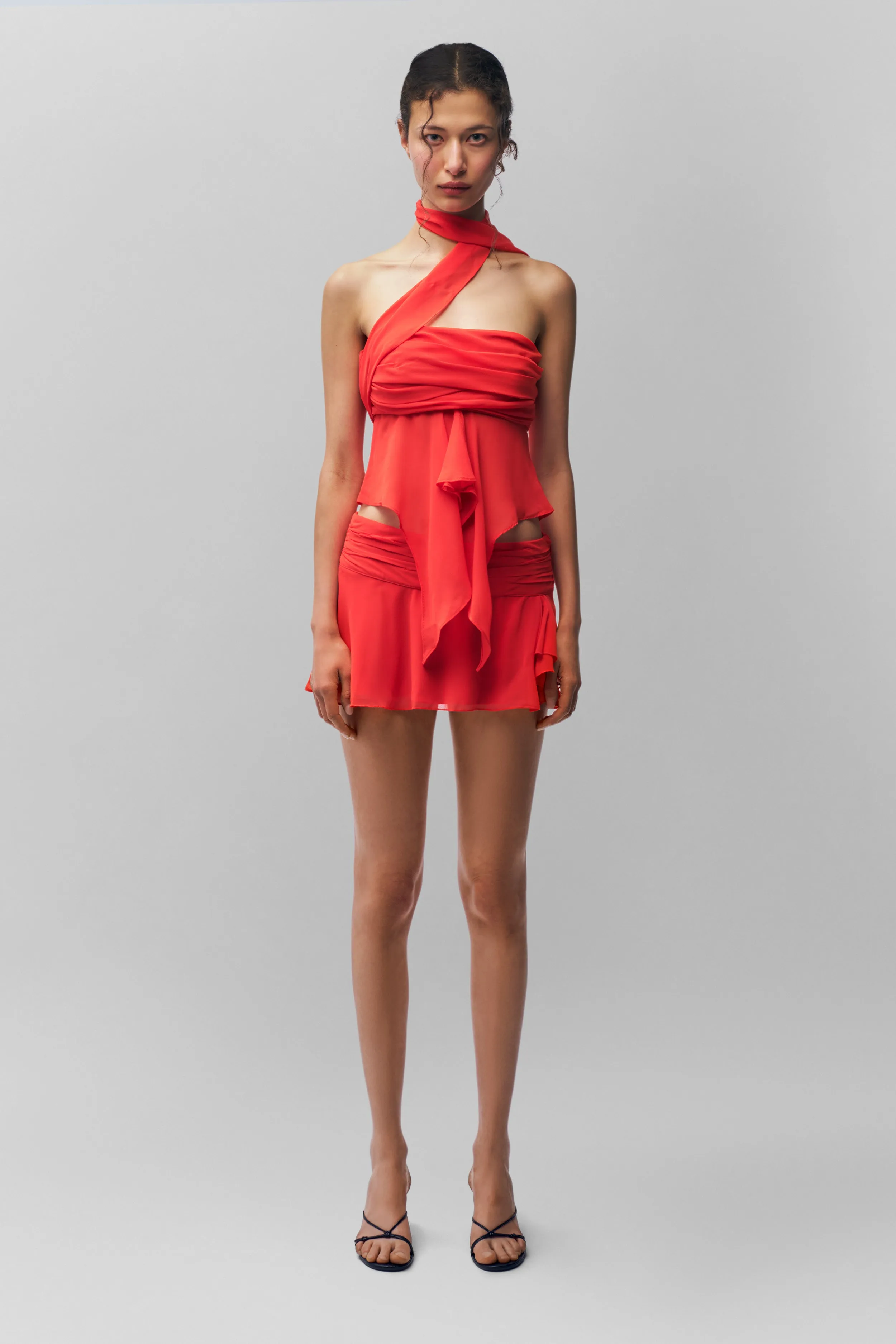 Fast fashion Urban Style Chiffon Slit Mini Skirt