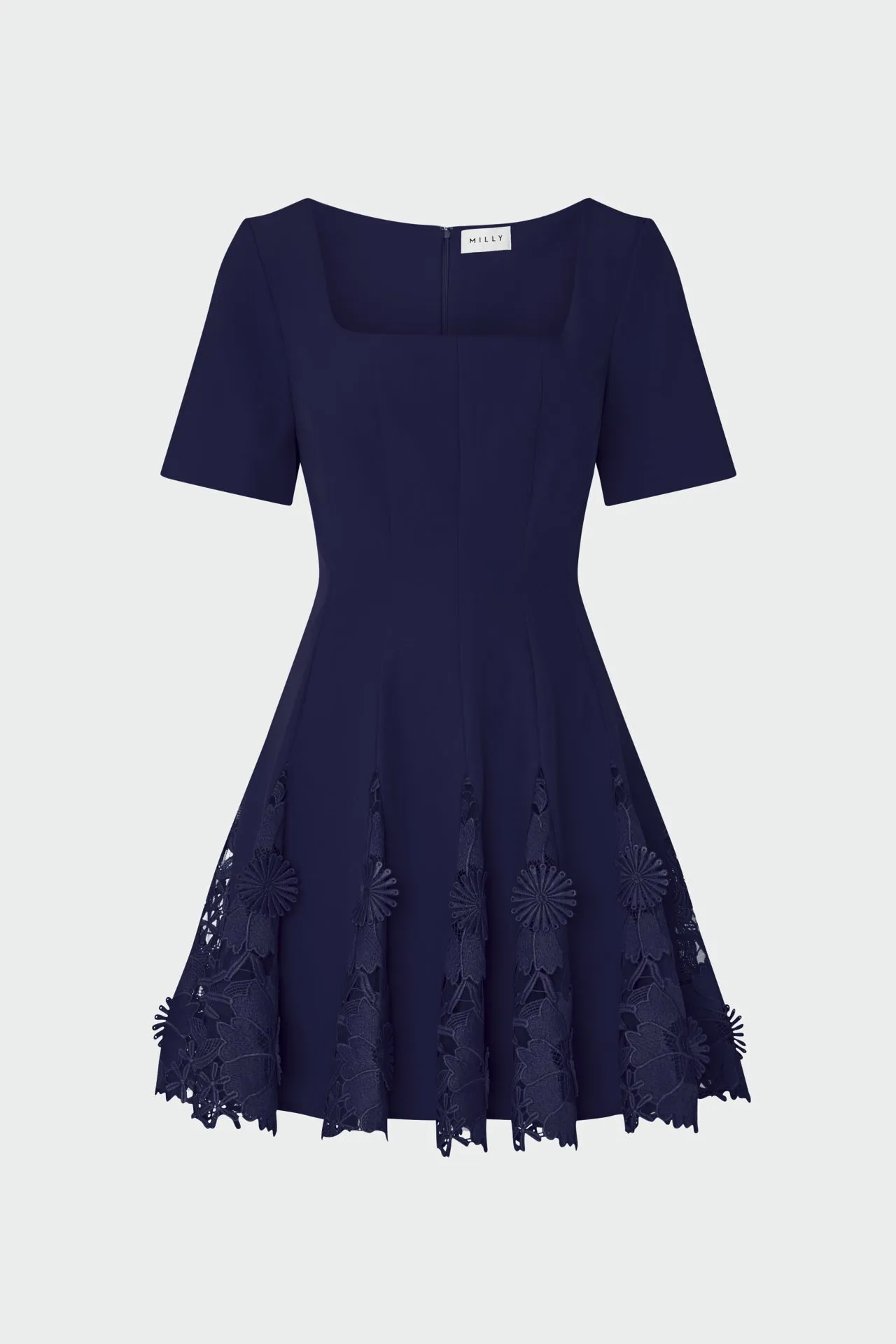 Joy Lace Combo Mini Godet Dress Contrast-Panel