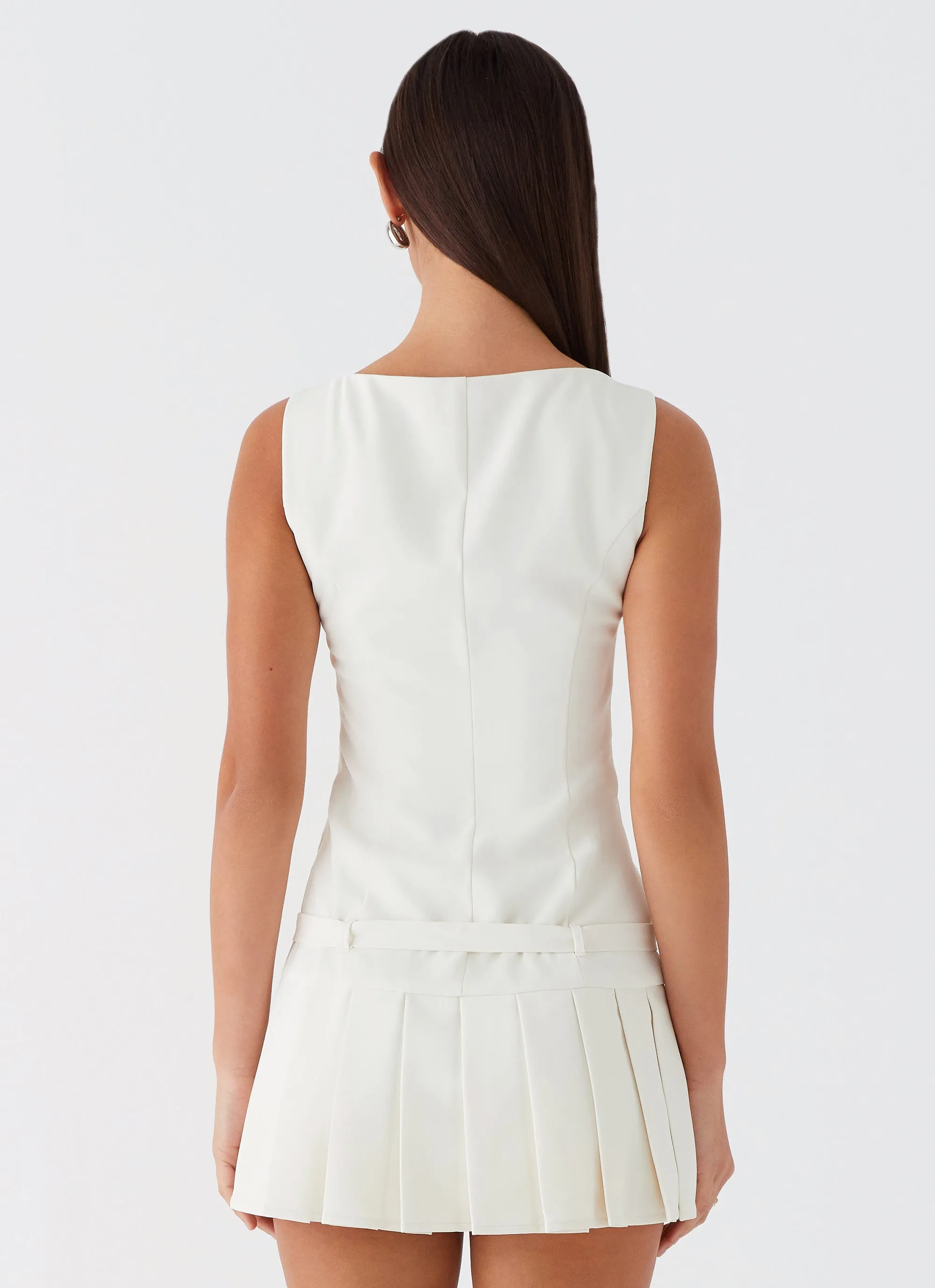 color block Split hem No More Excuses Belt Mini Dress - Ivory