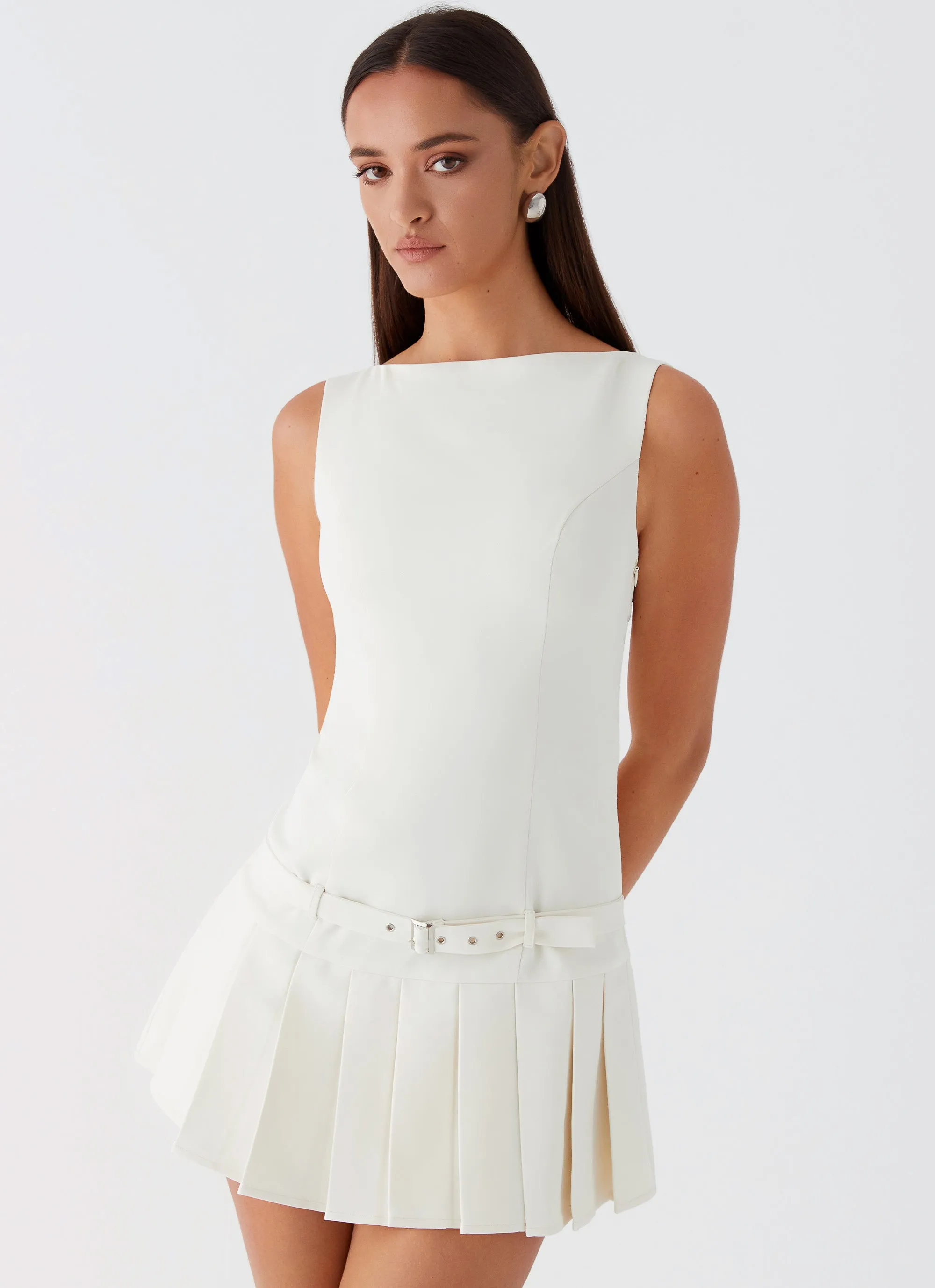ruffle trim Durable Hem No More Excuses Belt Mini Dress - Ivory