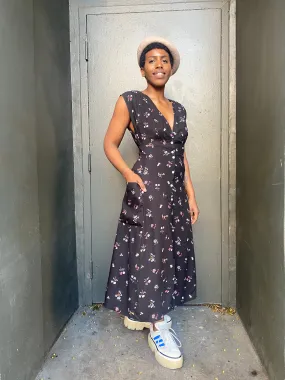 Penelope Dress in Dark Floral Vibrant patterned dress