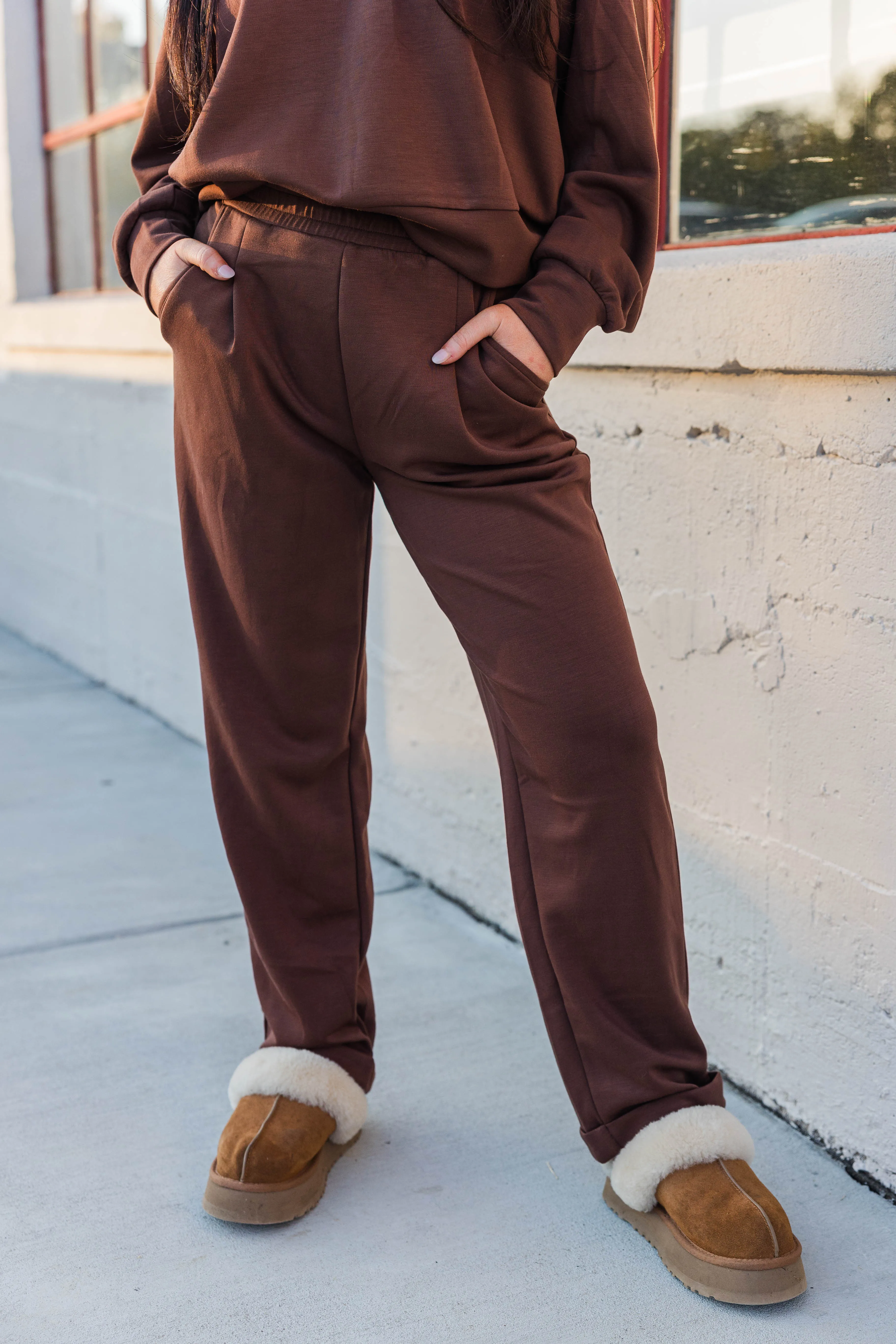 Penelope Loungewear Set- Espresso Snag Resistant Surface Anti Static Weave Technology