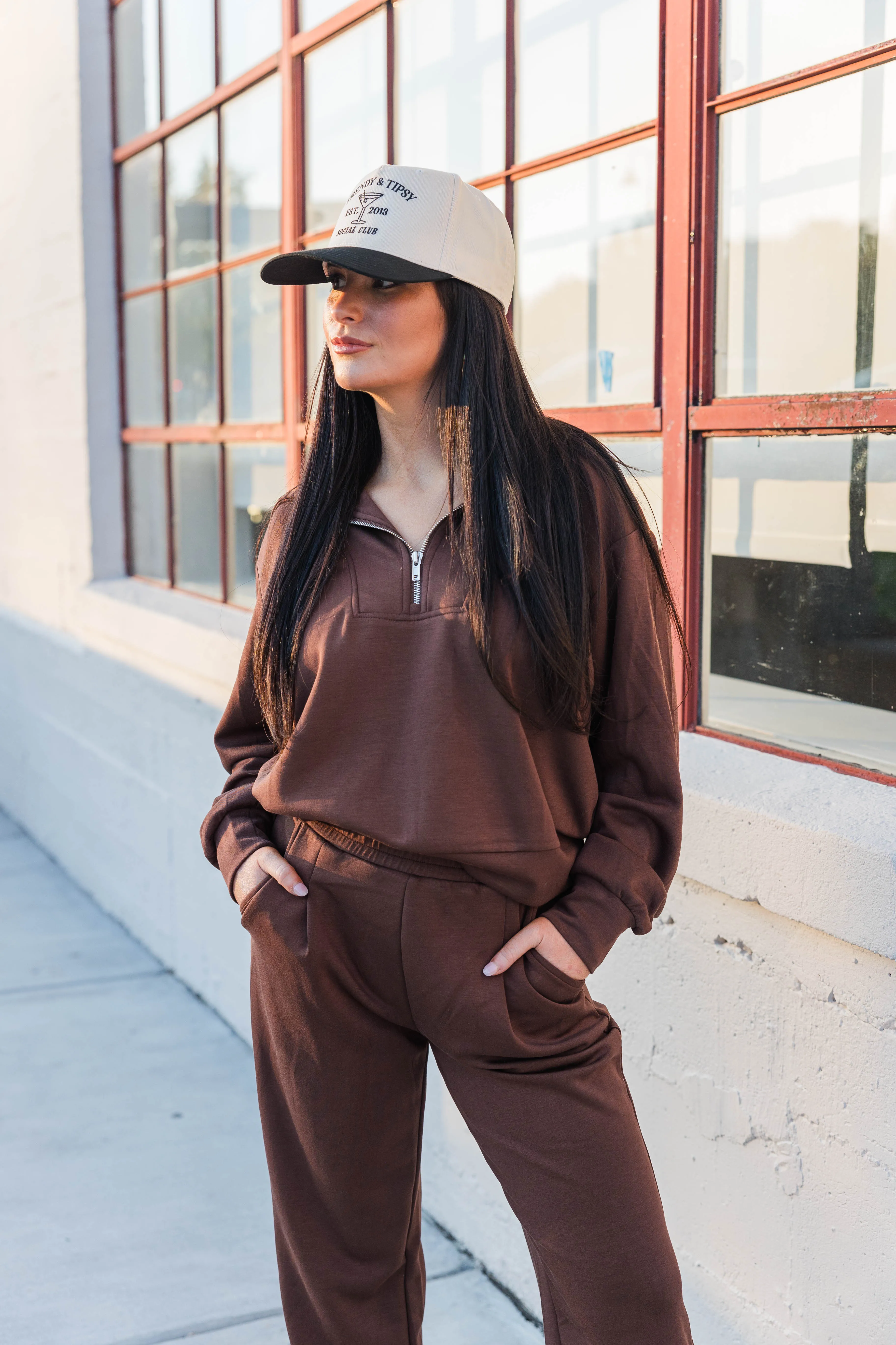 Penelope Loungewear Set- Espresso Soft touch finish ConvertibleCollar