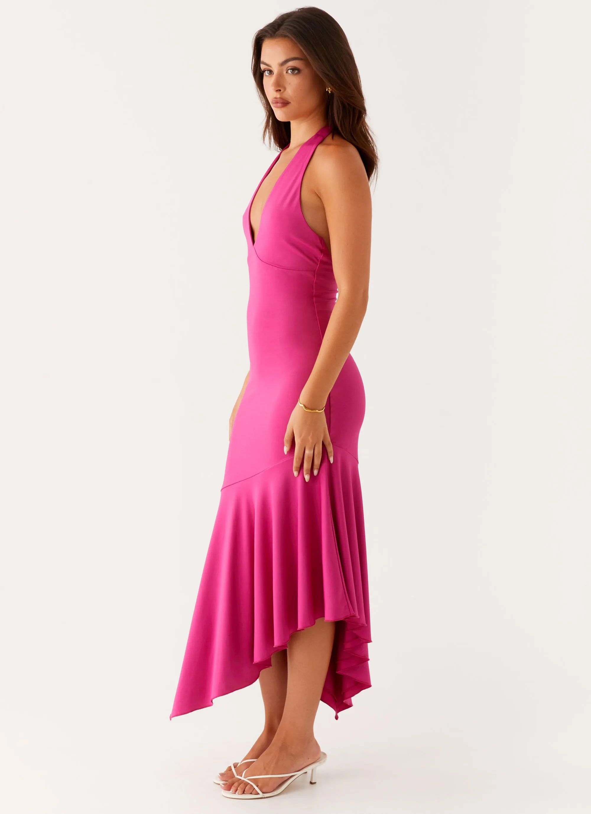Mood Focused Red Carpet Perdita Midi Dress - Fuchsia