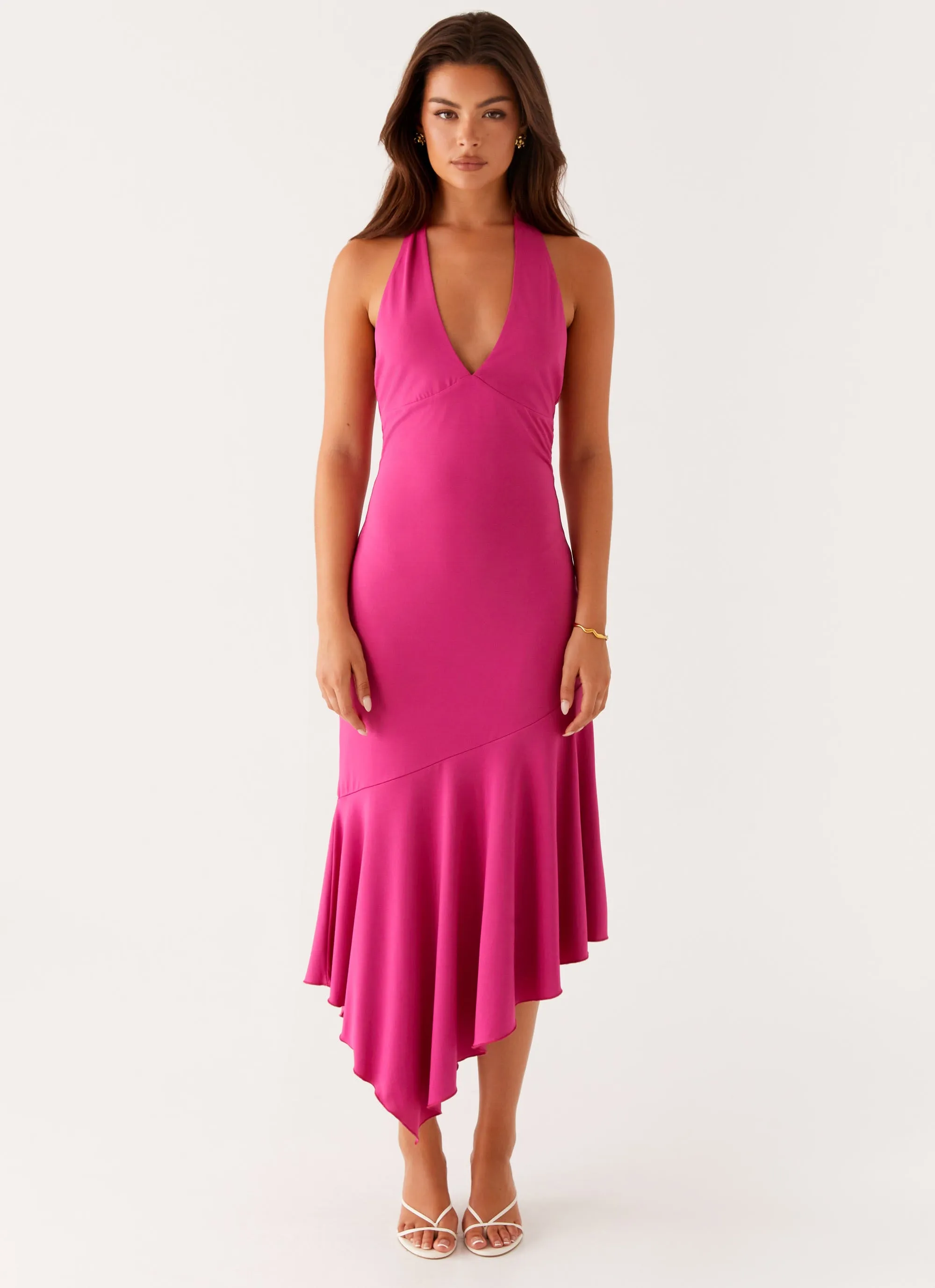Perdita Midi Dress - Fuchsia Sharp Style Quiet Glow