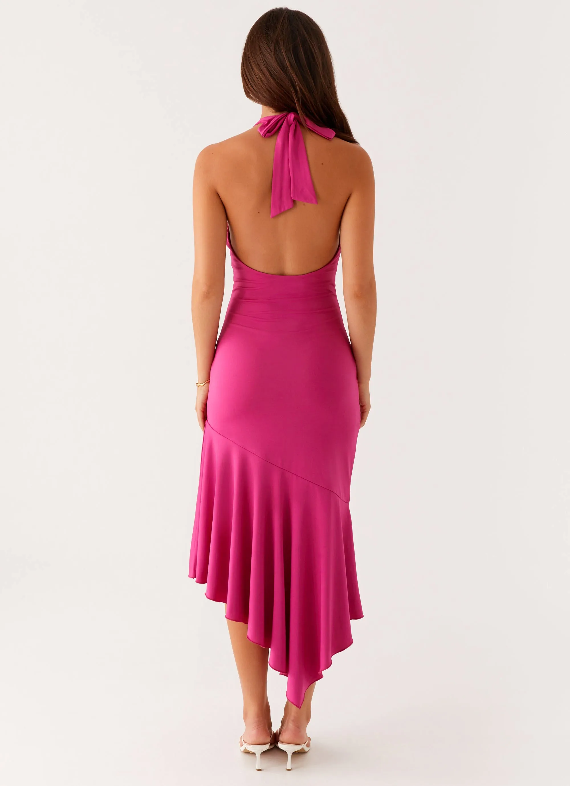 Perdita Midi Dress - Fuchsia Simple formal dress Clasp-Closure