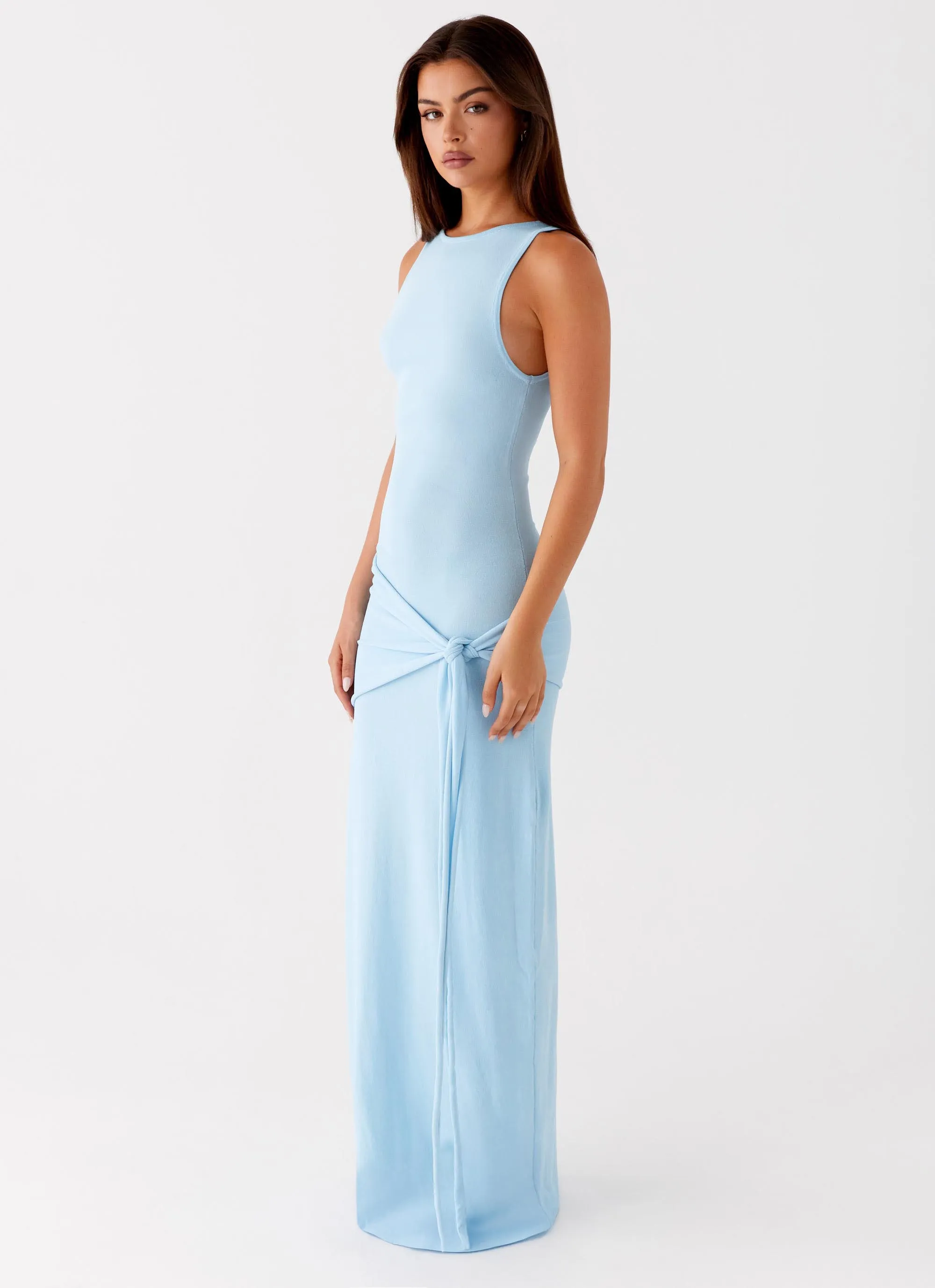 Leona Maxi Dress - Turquoise Fold-Over-Detail