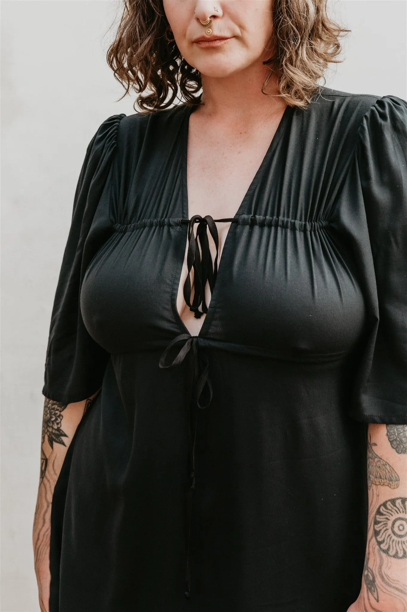 Tyrah Dress in Black Challis Relaxed Line