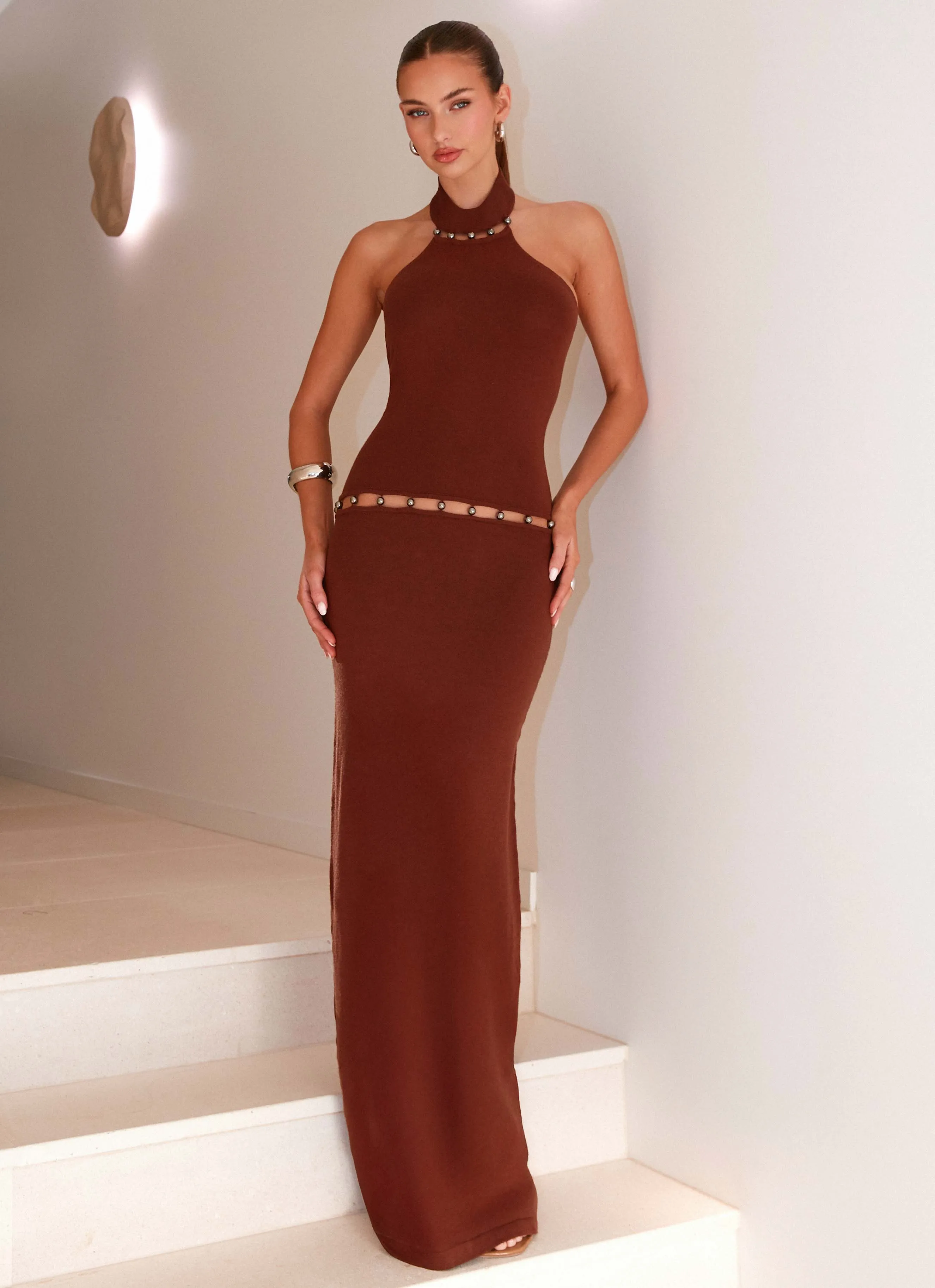 Opaline Knit Maxi Dress - Chocolate Functional-Design Mid Season