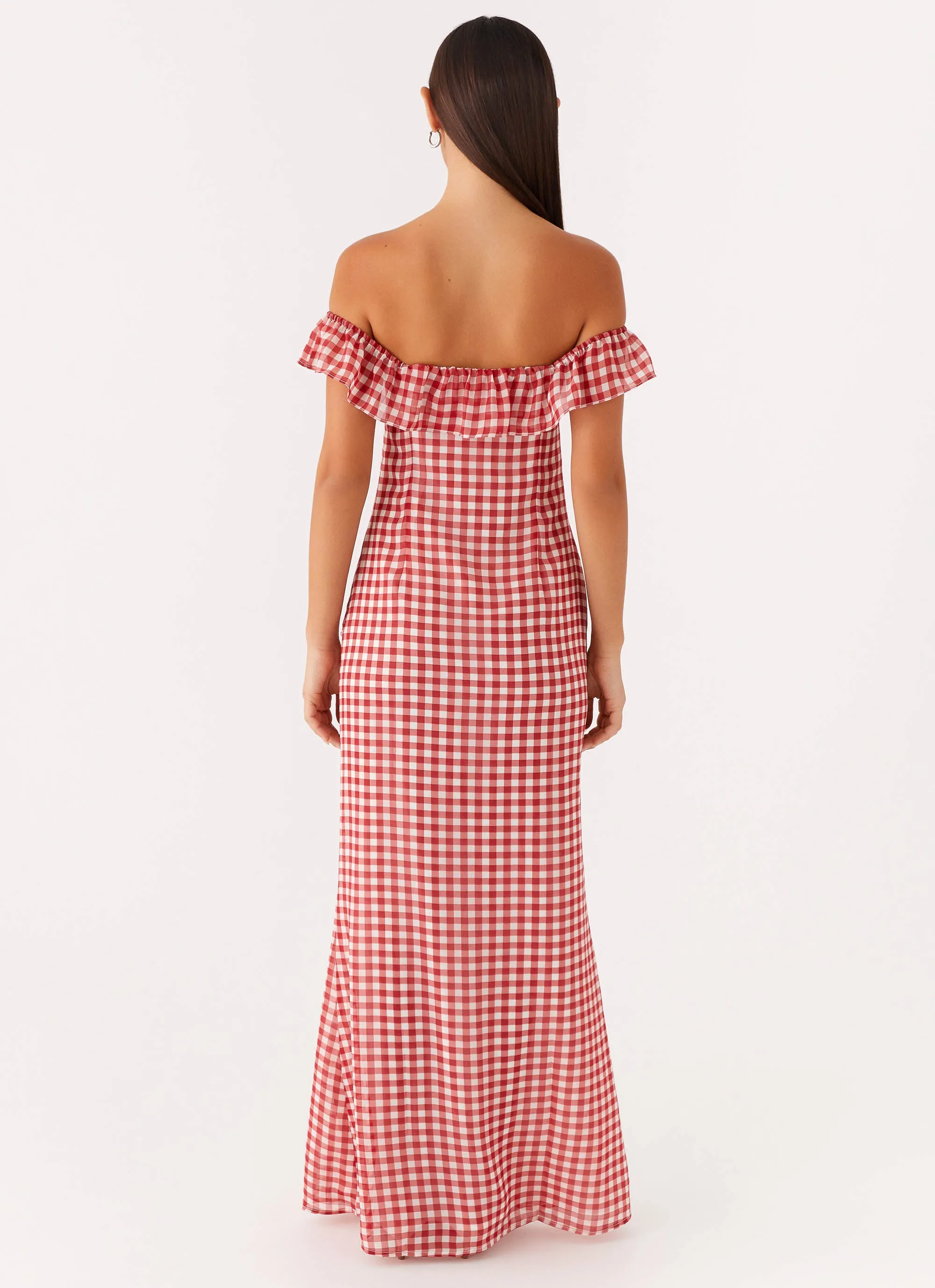 Layerable Piece Scarlet Cherry Maxi Dress - Red Gingham