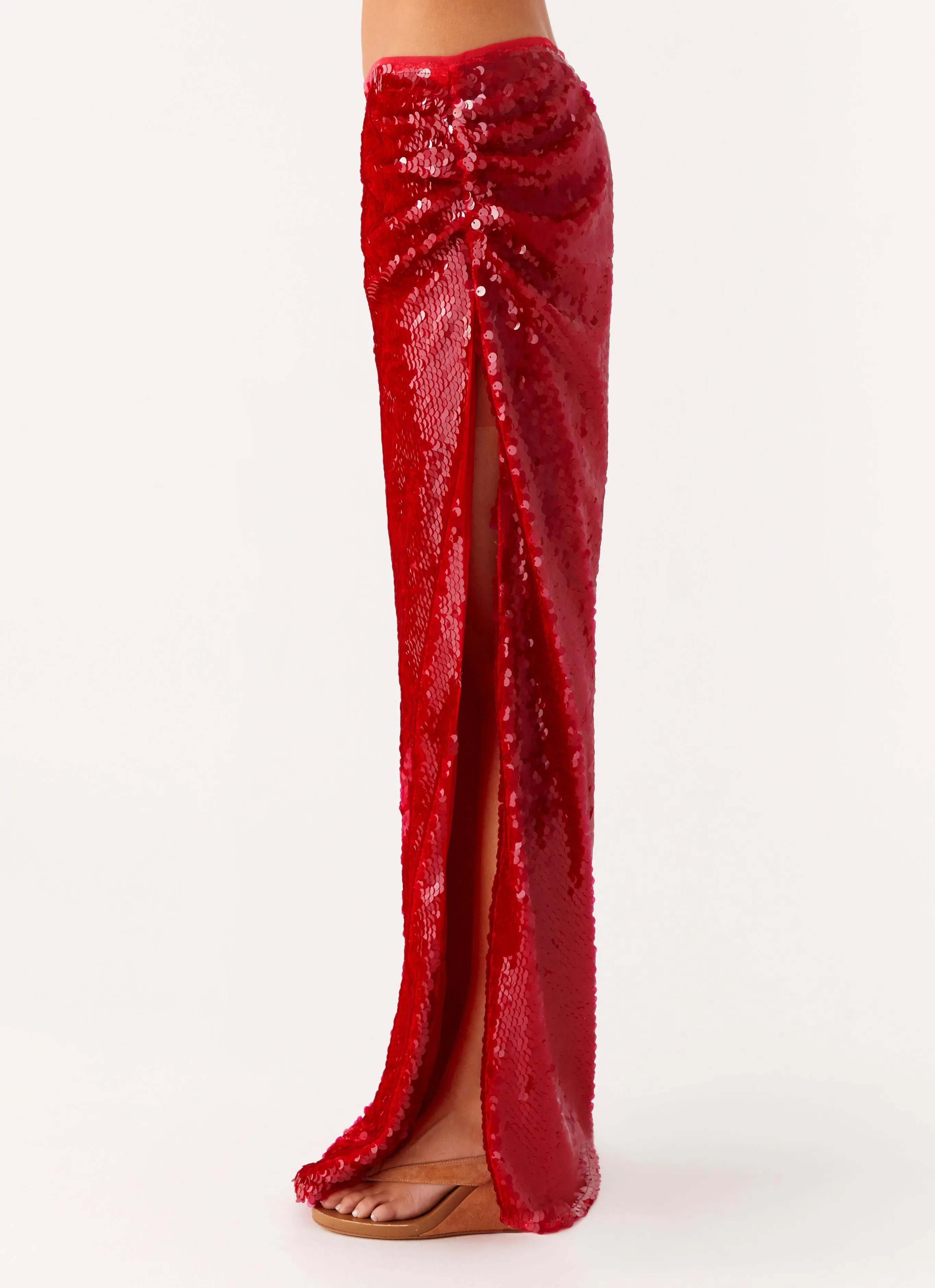 Amosa Maxi Skirt - Fuchsia Texture Shot Celebrity Style