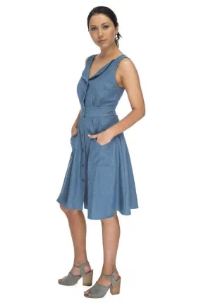 Sheet Dress in Washed Denim Relaxed-fit maxi dress Flattering Fit for All