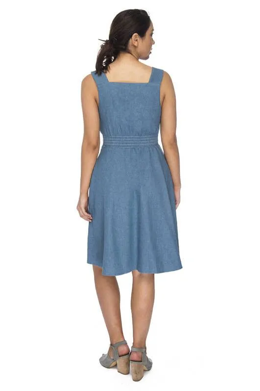 Sheet Dress in Washed Denim Easy Drape