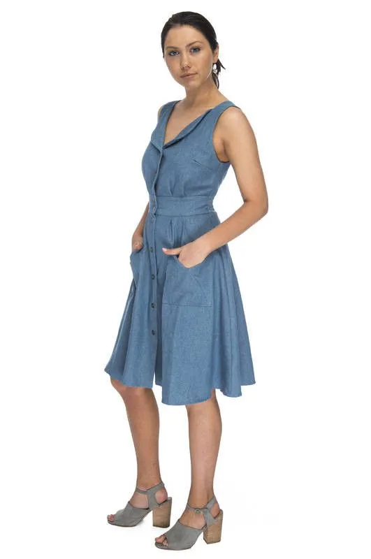 Sheet Dress in Washed Denim Relaxed-fit maxi dress Flattering Fit for All