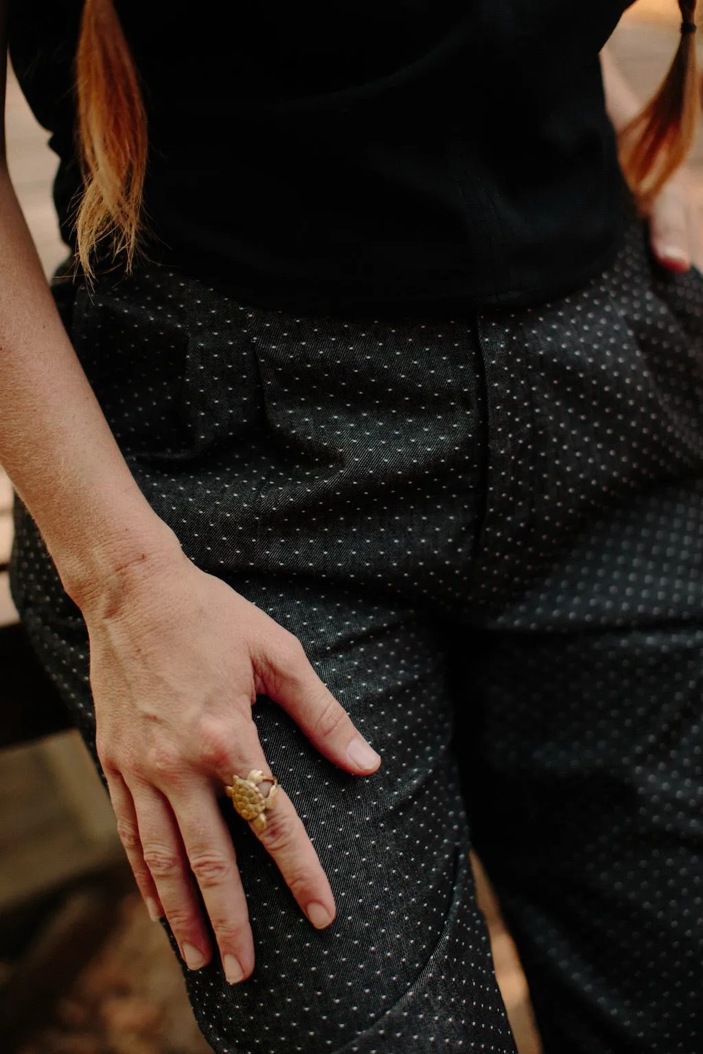 Flattering Fit Perfect Pant 2.0 in Polka Dot Denim