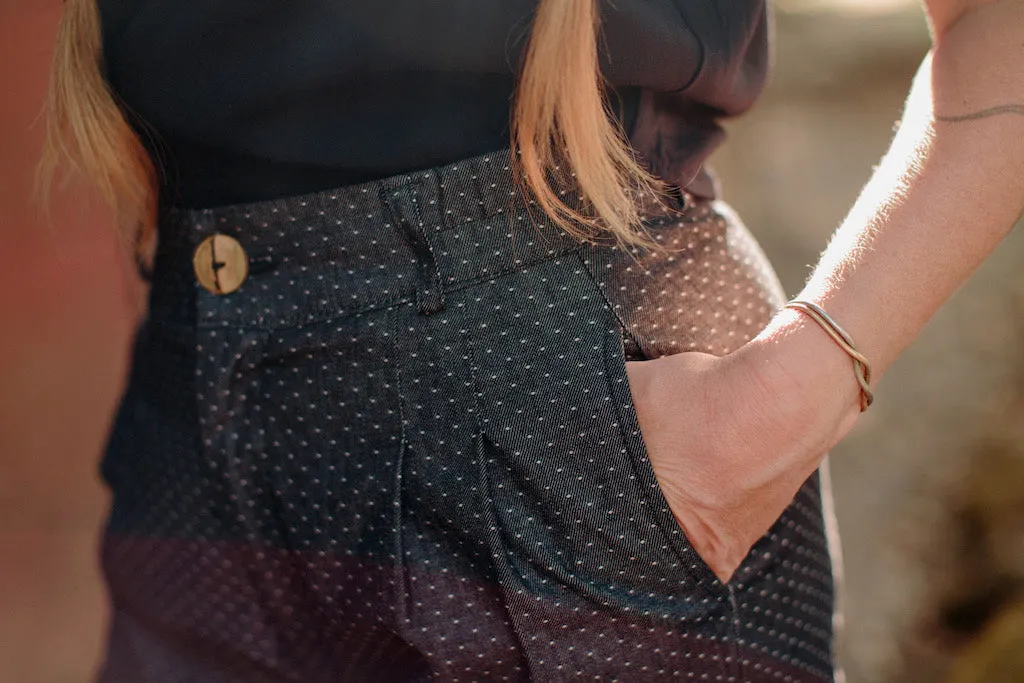 Perfect Pant 2.0 in Polka Dot Denim Performance Gear Relaxed Style