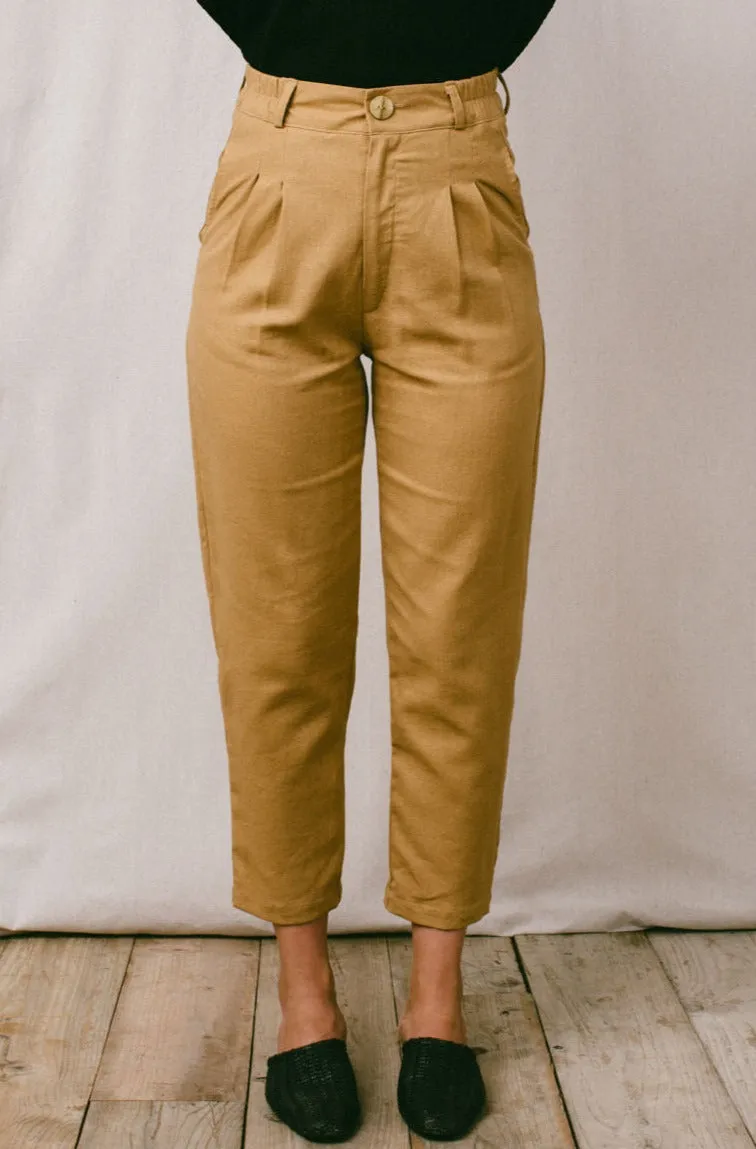 Perfect Pant 2.0 in Tawny Linen ReinforcedPockets Non Slip Waist Grip