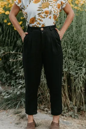Perfect Pant in Black Linen Thermal Insulation Layer