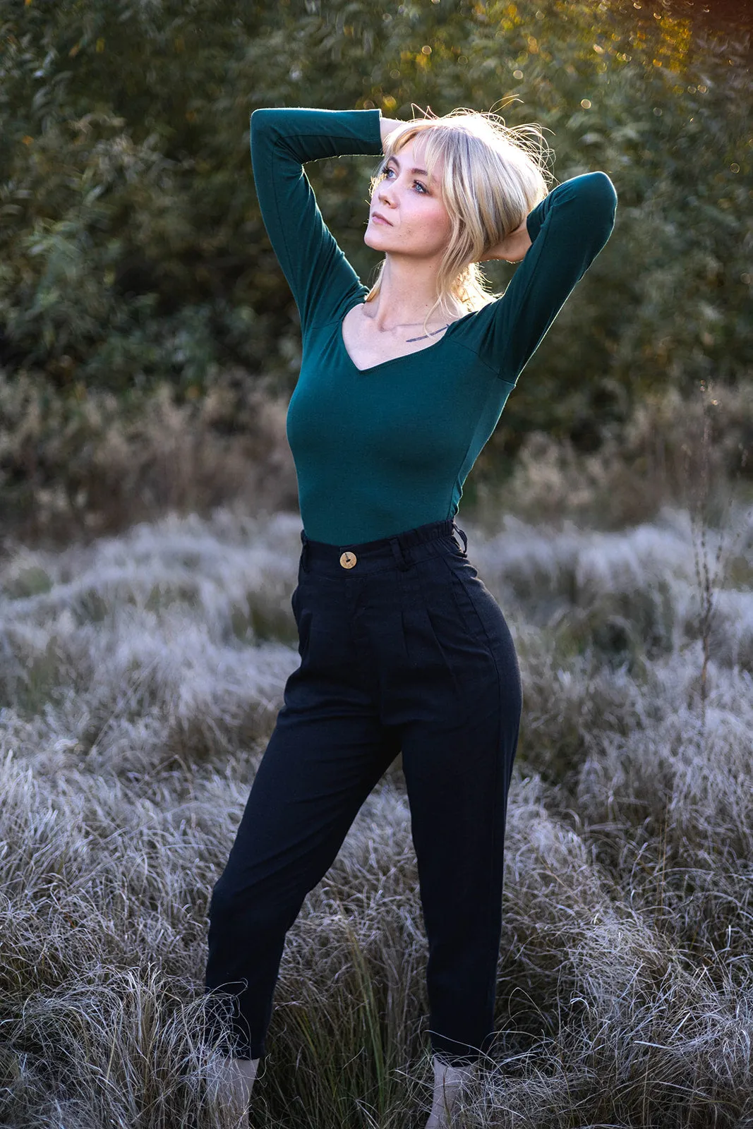 Perfect Pant in Black Linen Chilly Layering Perfect Fit