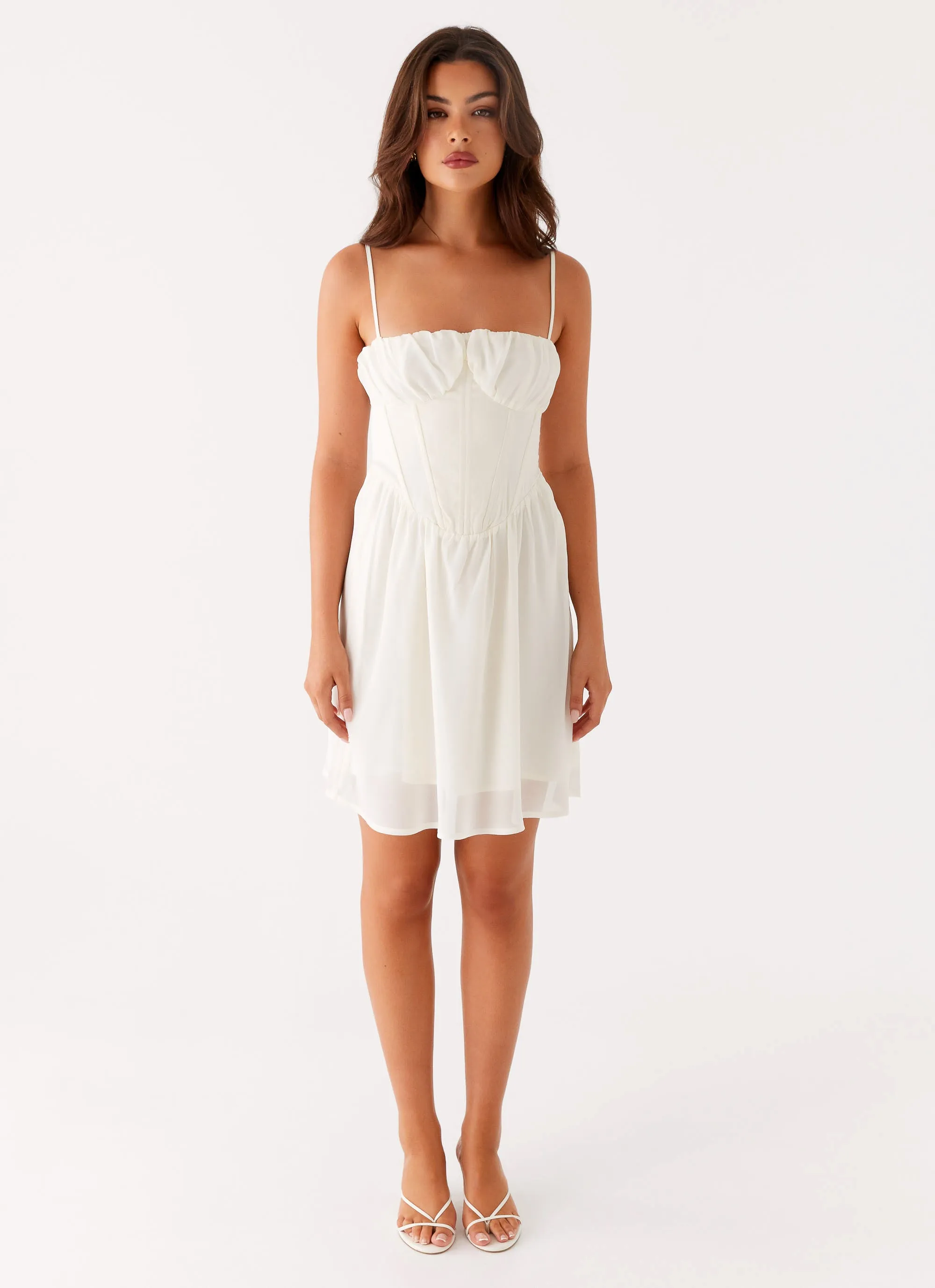 Harmony Mini Dress - Ivory Wrap-Style Fast Chic