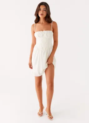 Harmony Mini Dress - Ivory Flared-Hem
