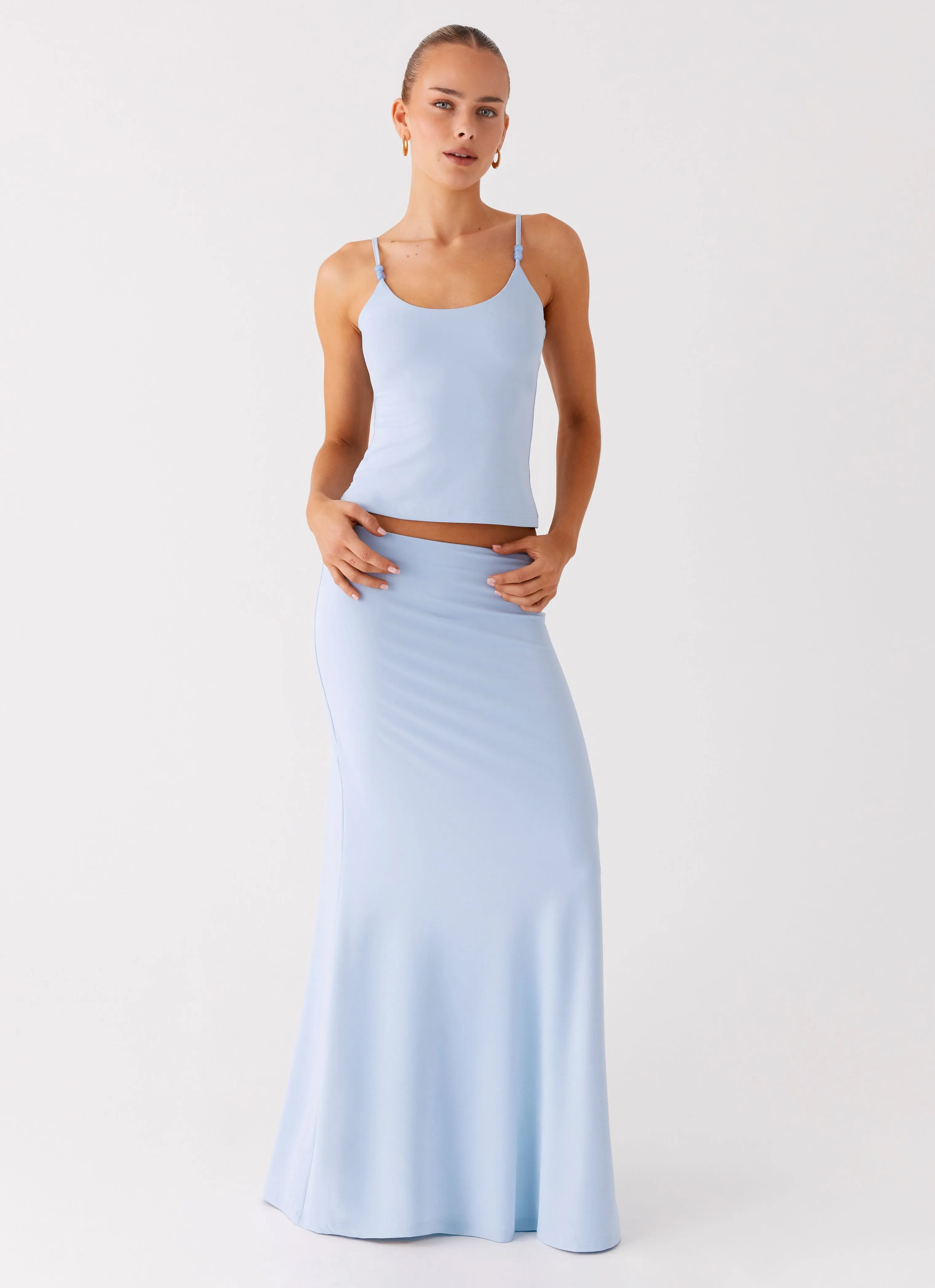 Durable Fit Like A Flower Maxi Skirt - Baby Blue