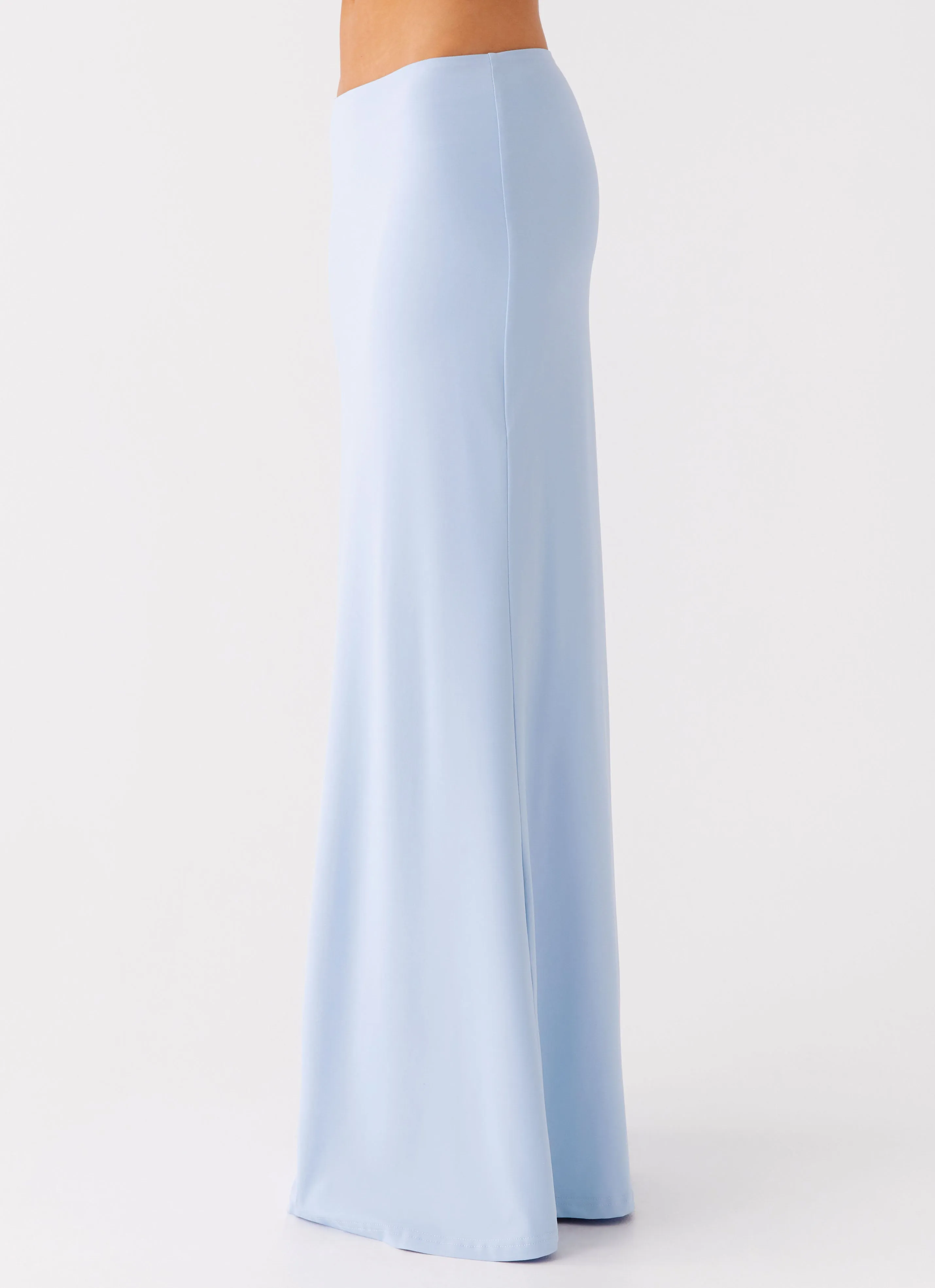 Simple Comfort SeamlessPocketDesign Like A Flower Maxi Skirt - Baby Blue